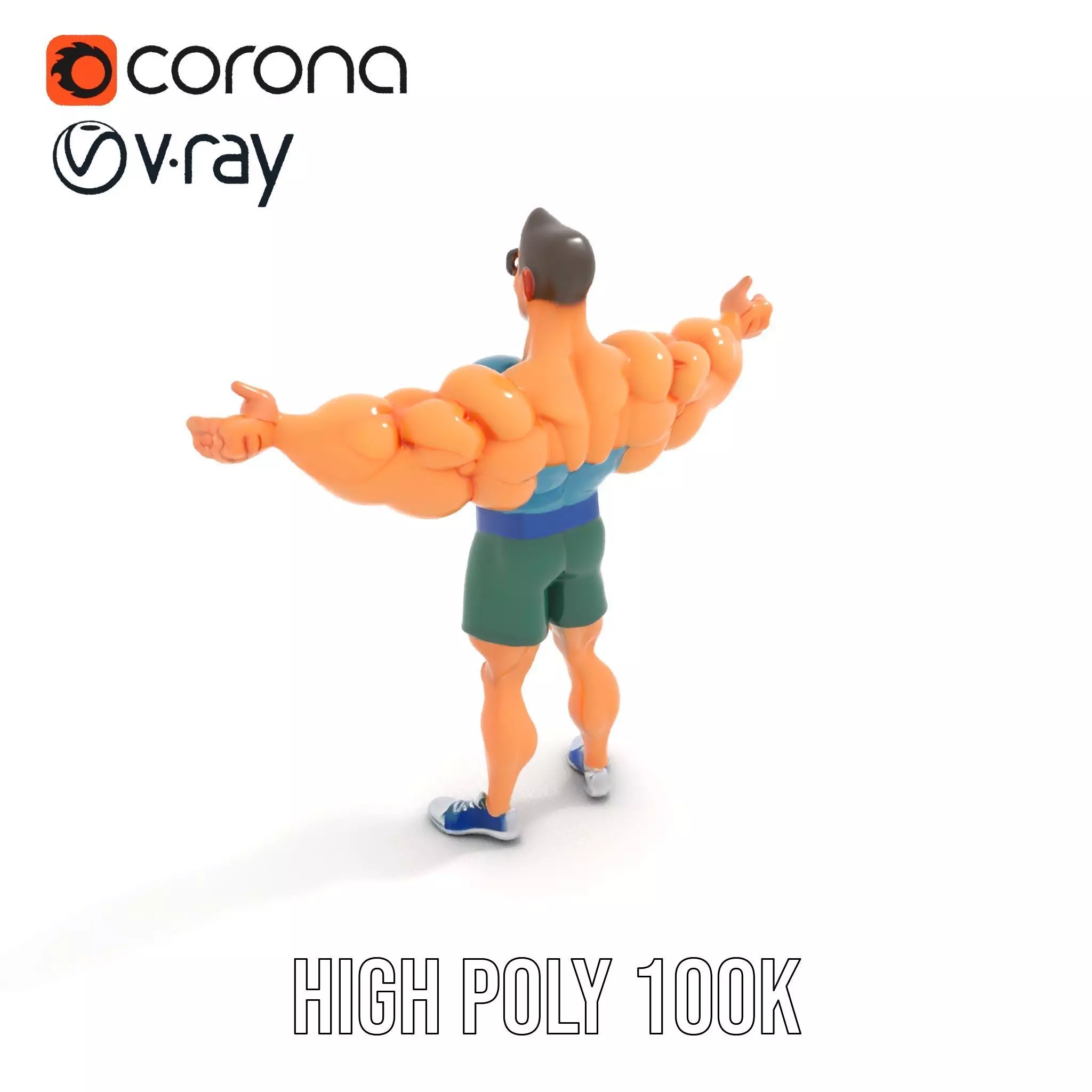 Animated Muscle Hero model pack Low-poly 3D model_17