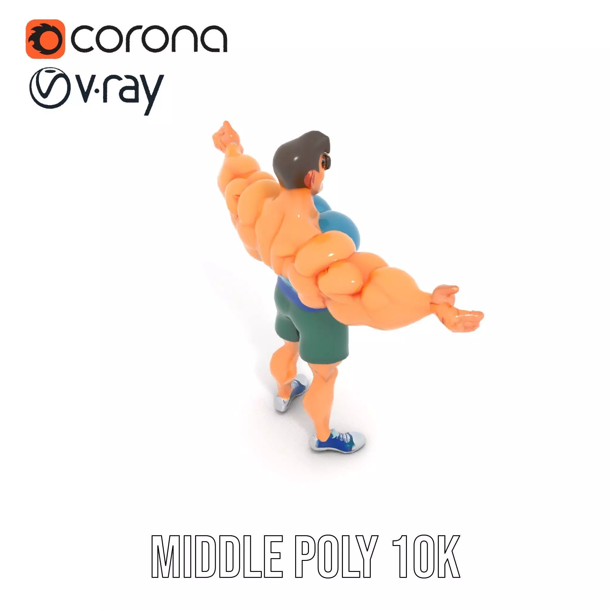 Animated Muscle Hero model pack Low-poly 3D model_6
