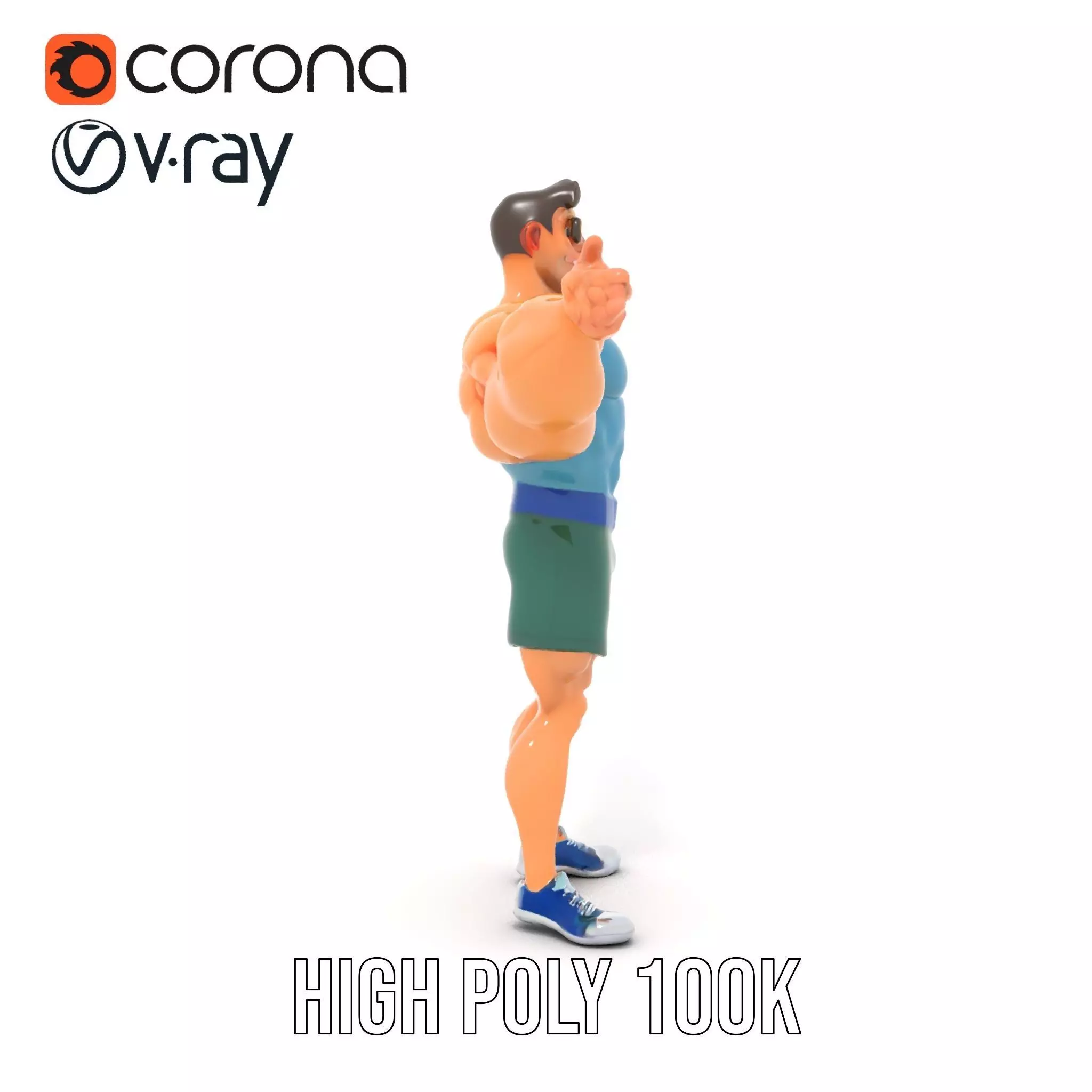 Animated Muscle Hero model pack Low-poly 3D model_29