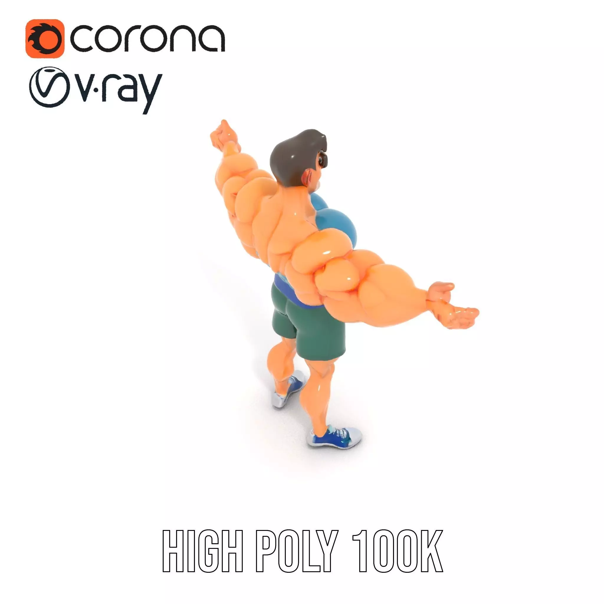 Animated Muscle Hero model pack Low-poly 3D model_23