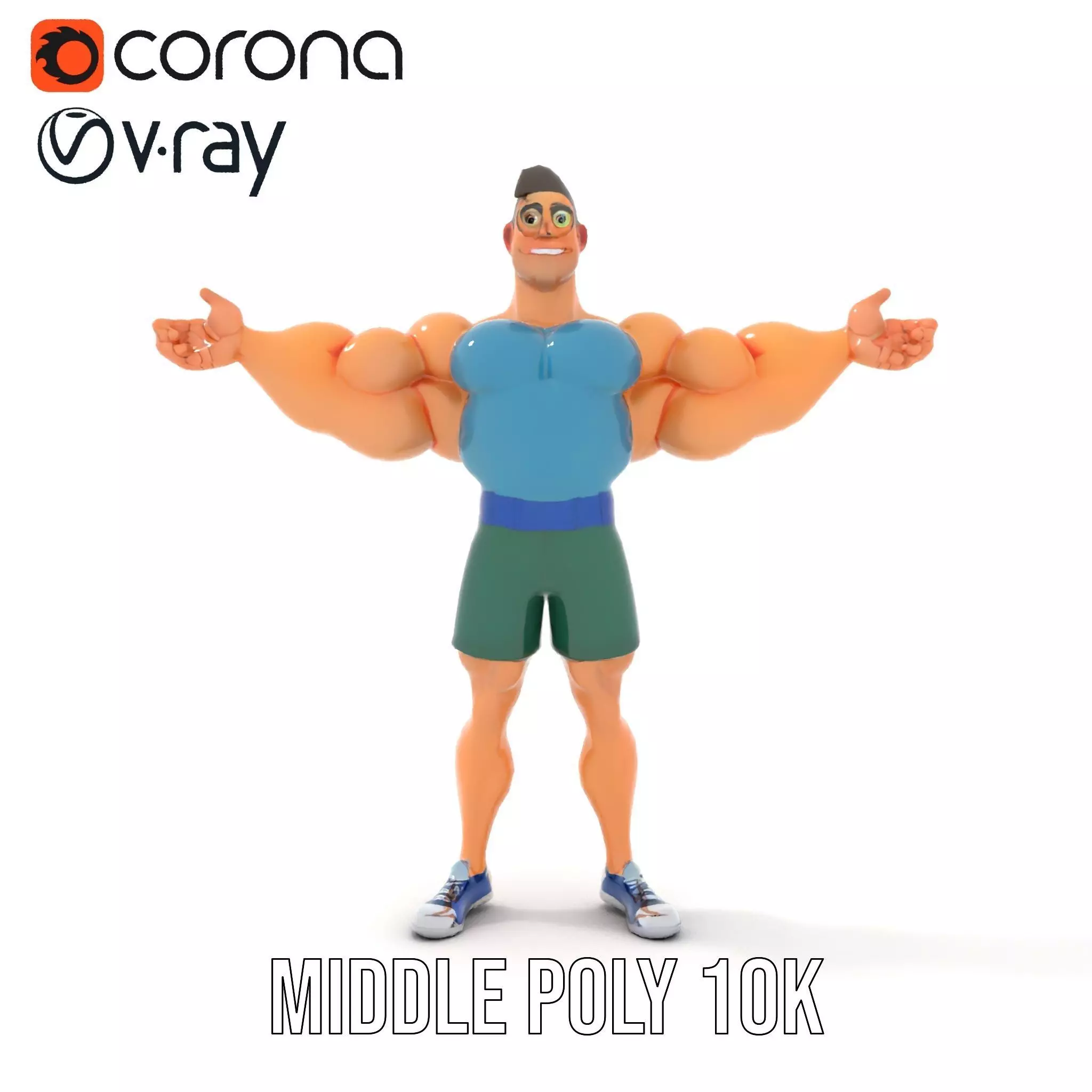 Animated Muscle Hero model pack Low-poly 3D model_15