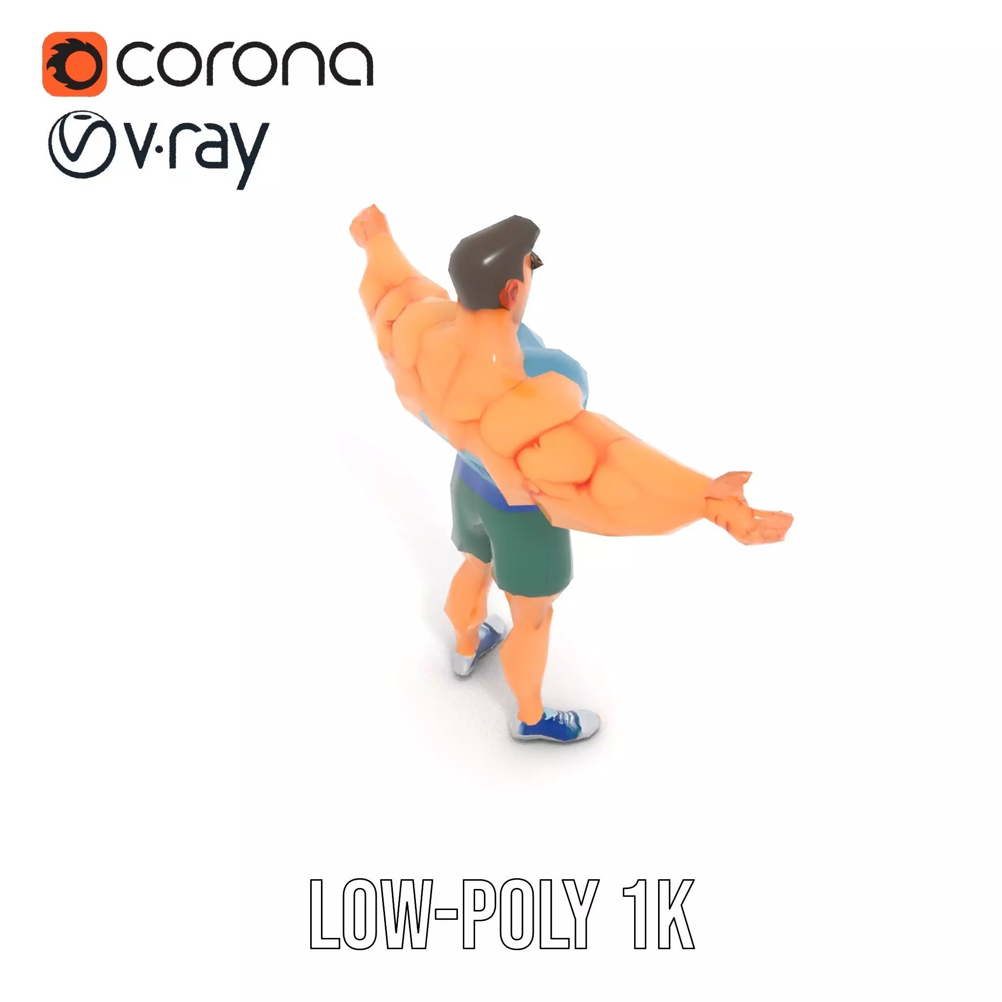 Animated Muscle Hero model pack Low-poly 3D model_9