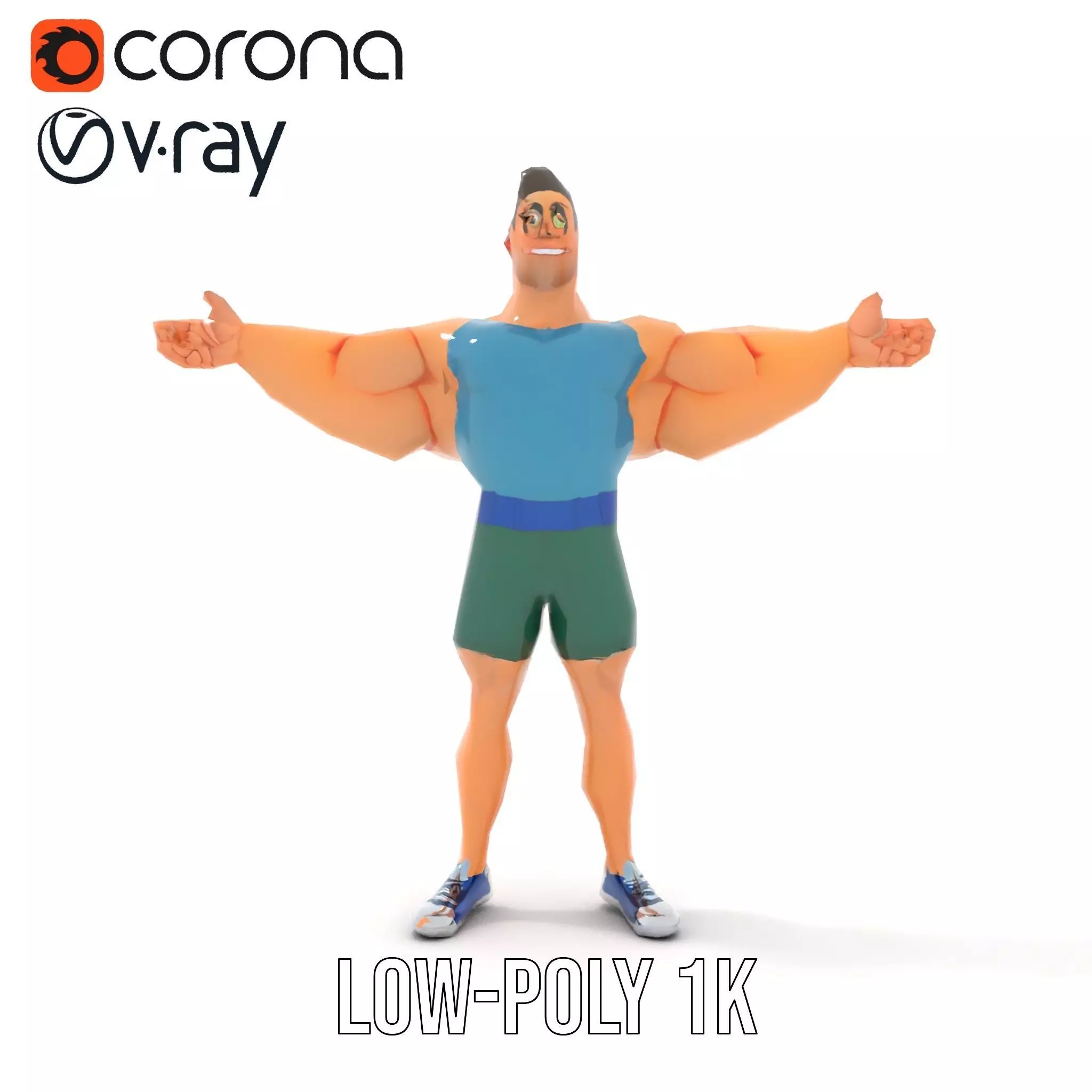 Animated Muscle Hero model pack Low-poly 3D model_7