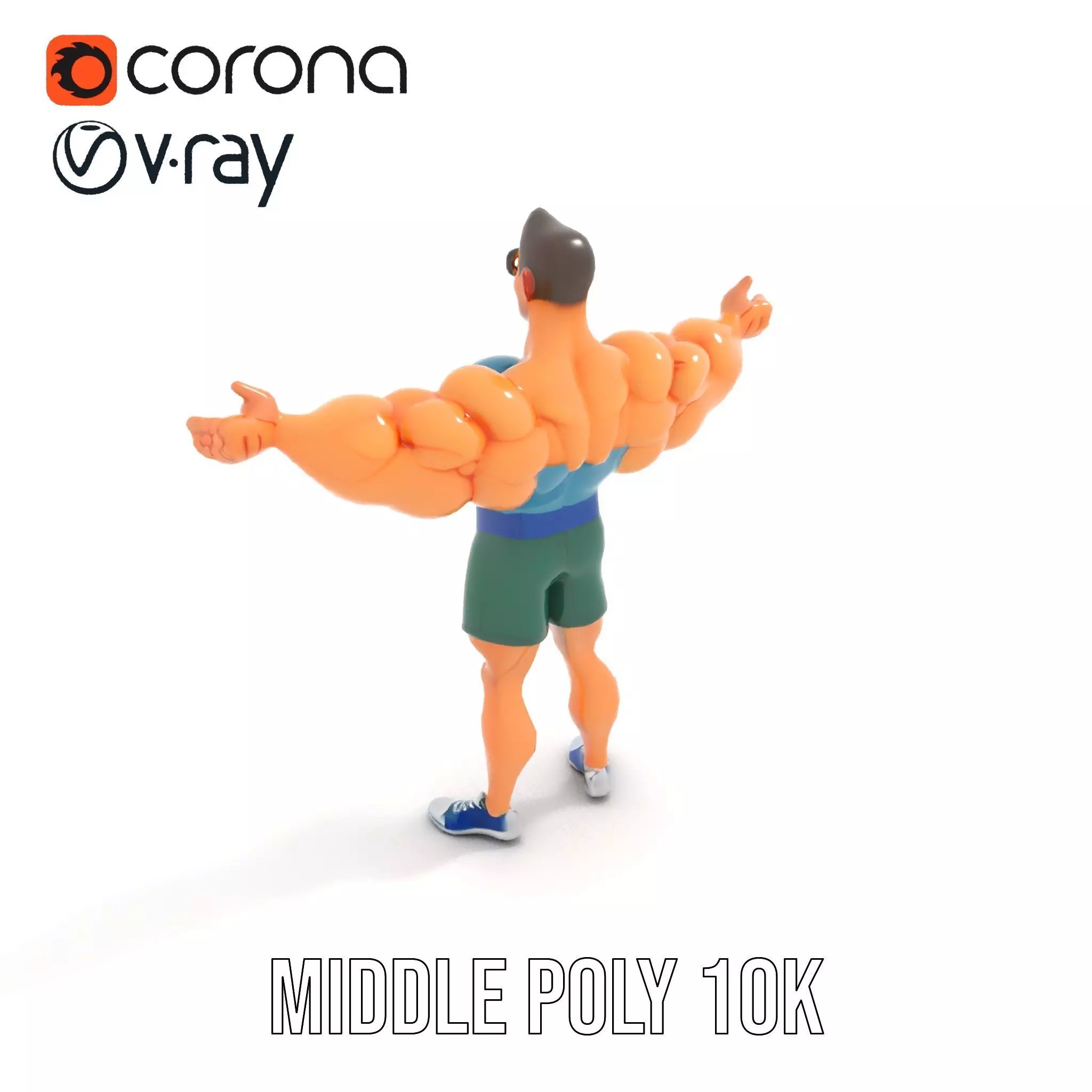 Animated Muscle Hero model pack Low-poly 3D model_13