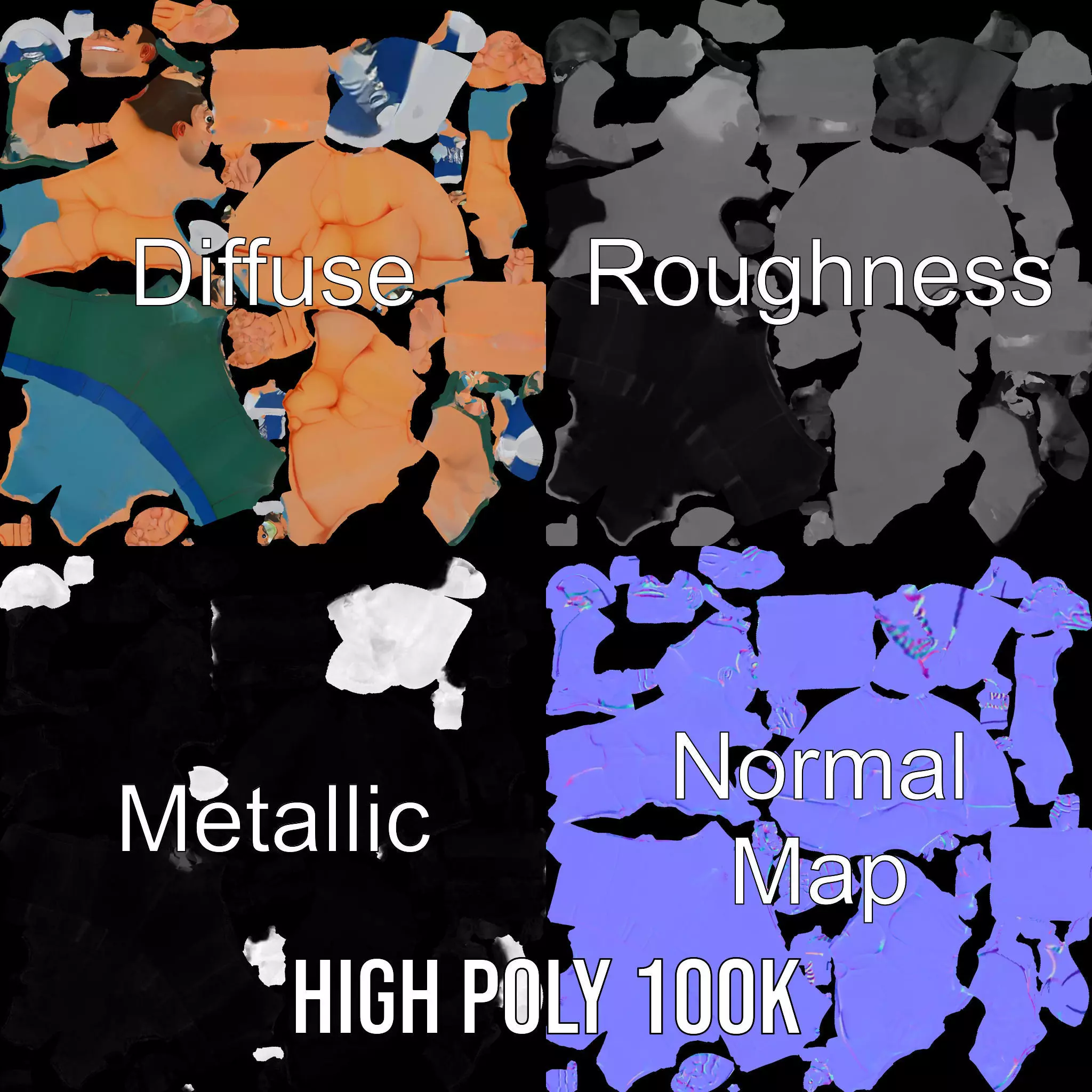 Animated Muscle Hero model pack Low-poly 3D model_3