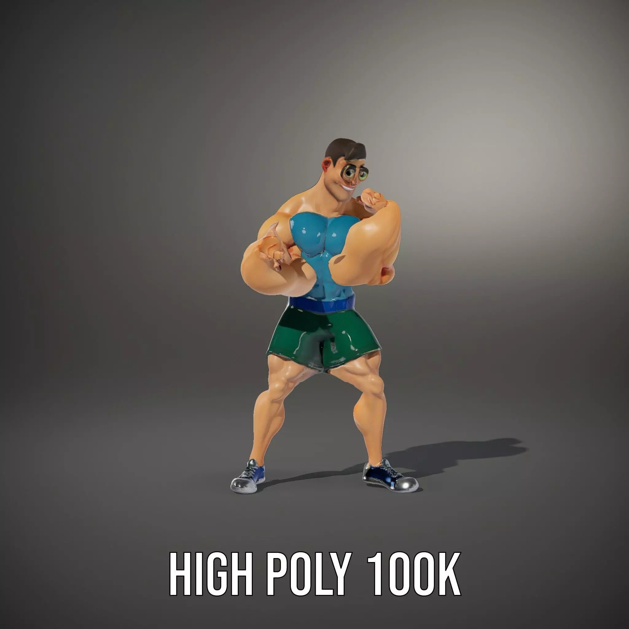 Animated Muscle Hero model pack Low-poly 3D model_8