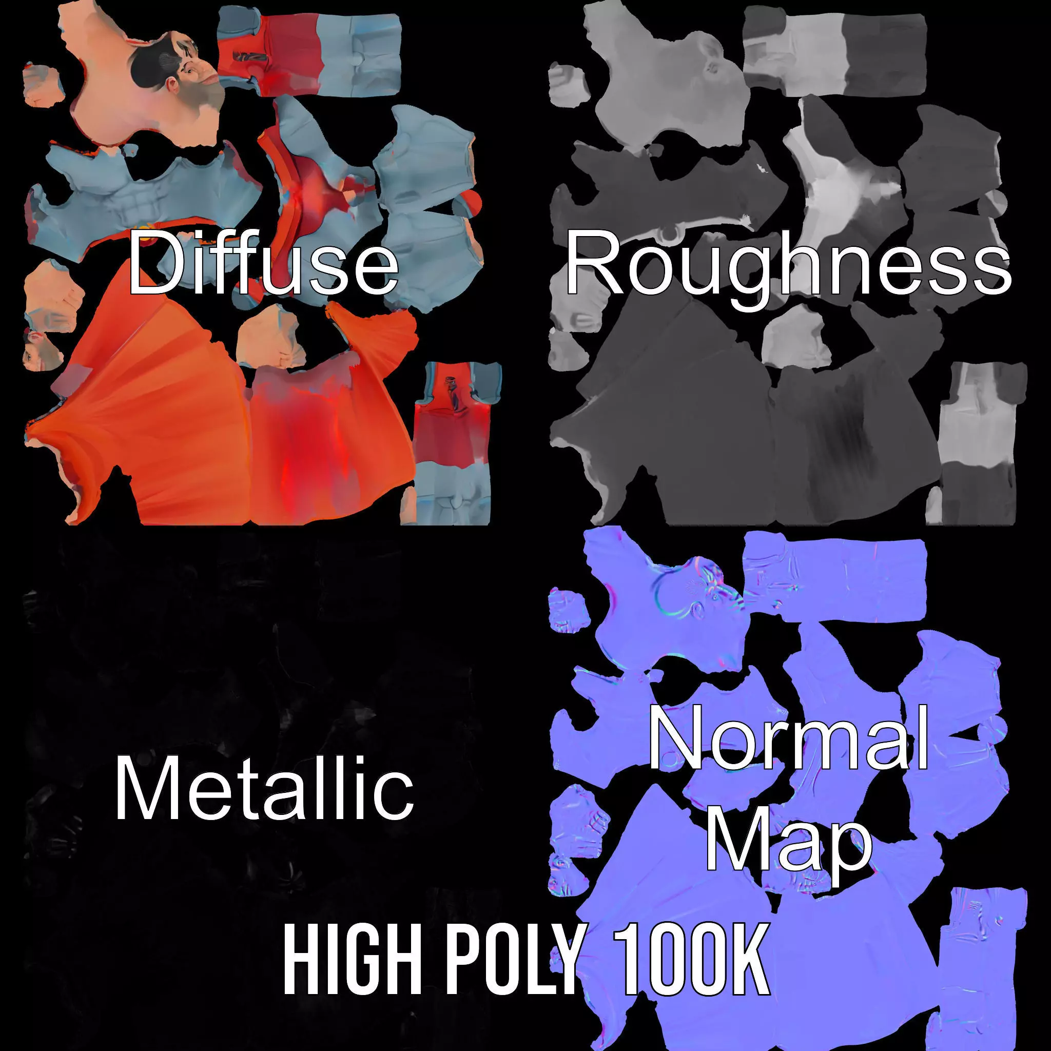 Heroic Cape Avenger model pack Low-poly 3D model_3