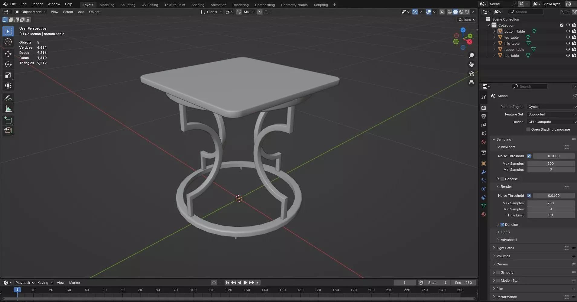 Square Table CG61 3D model_7