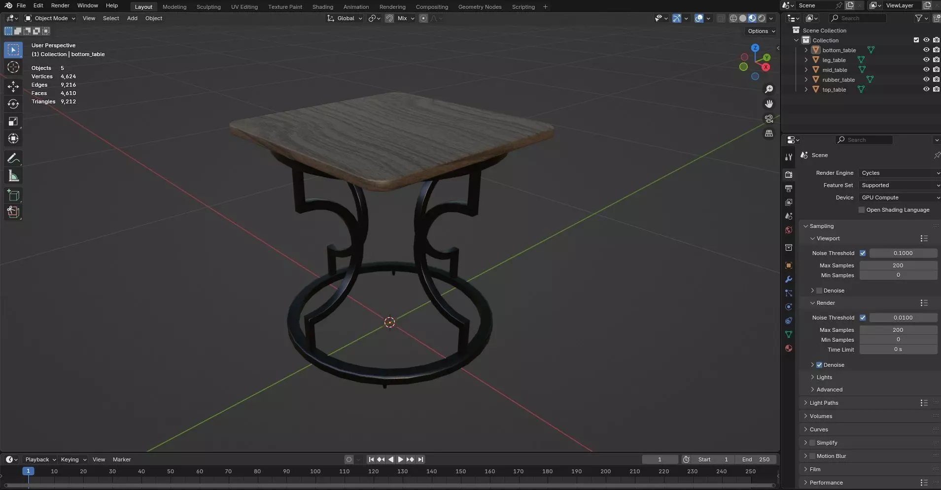 Square Table CG61 3D model_8