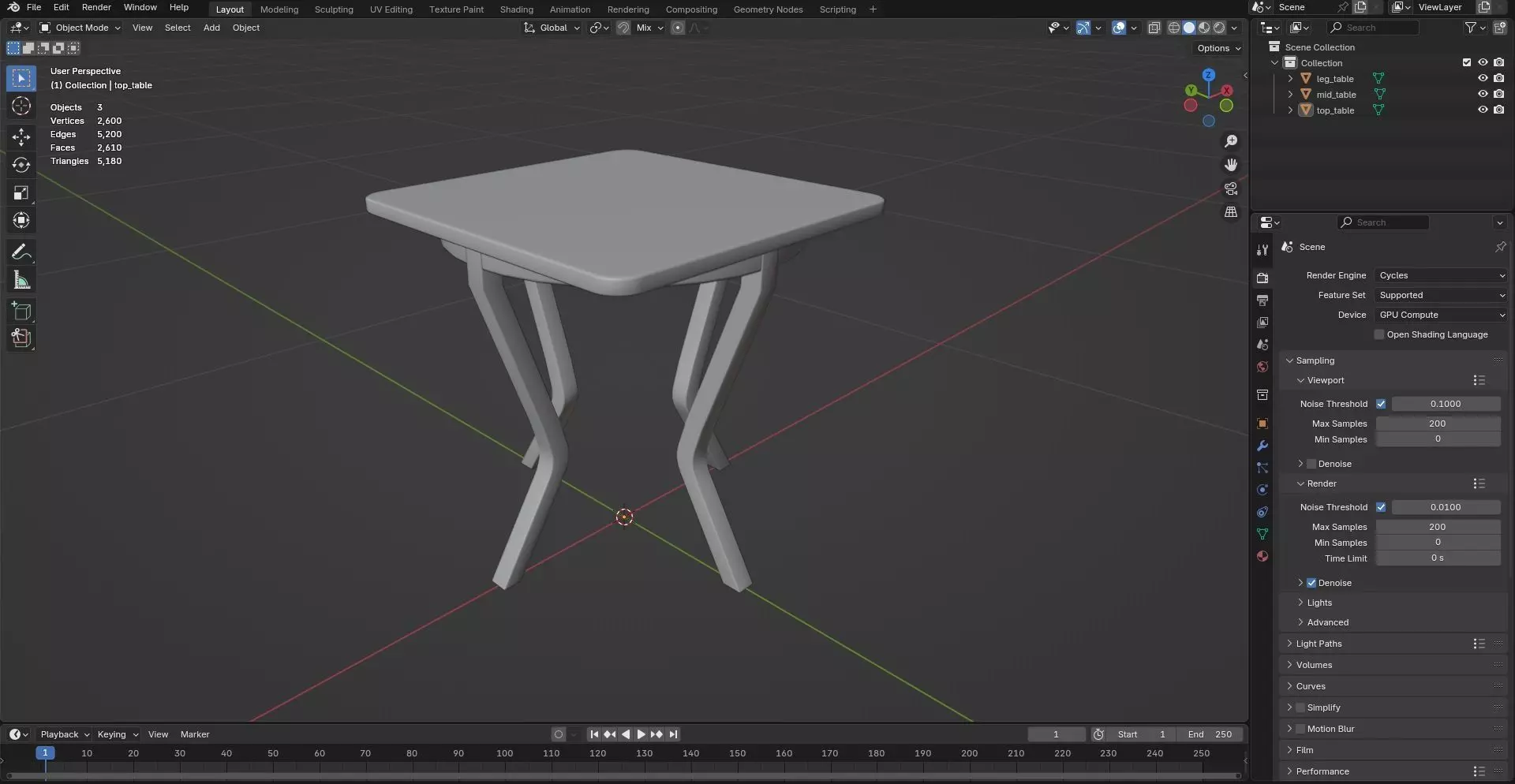 Square Table CG62 3D model_7