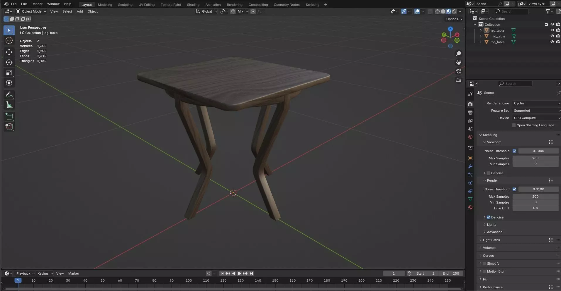 Square Table CG62 3D model_8