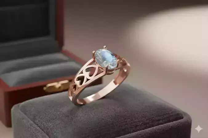 Filigree Oval Gemstone Ring  