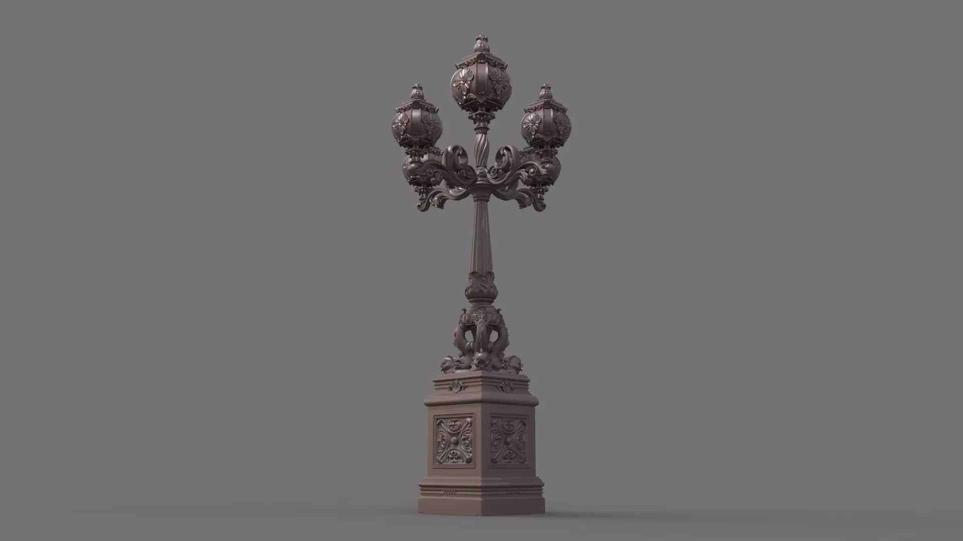 Victorian Ornate Lamp Post 3D model_5
