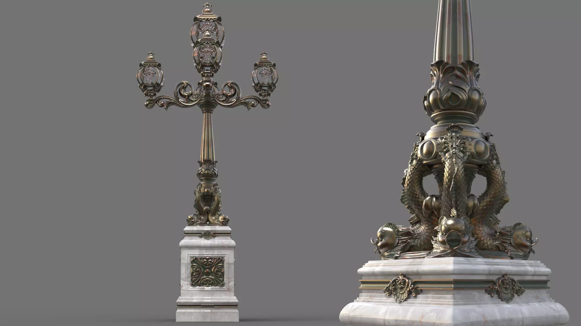 Victorian Ornate Lamp Post 3D model_0