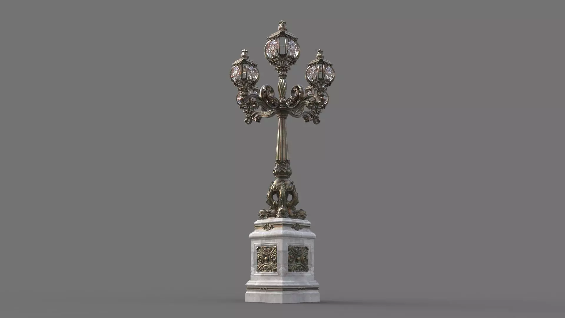 Victorian Ornate Lamp Post 3D model_1
