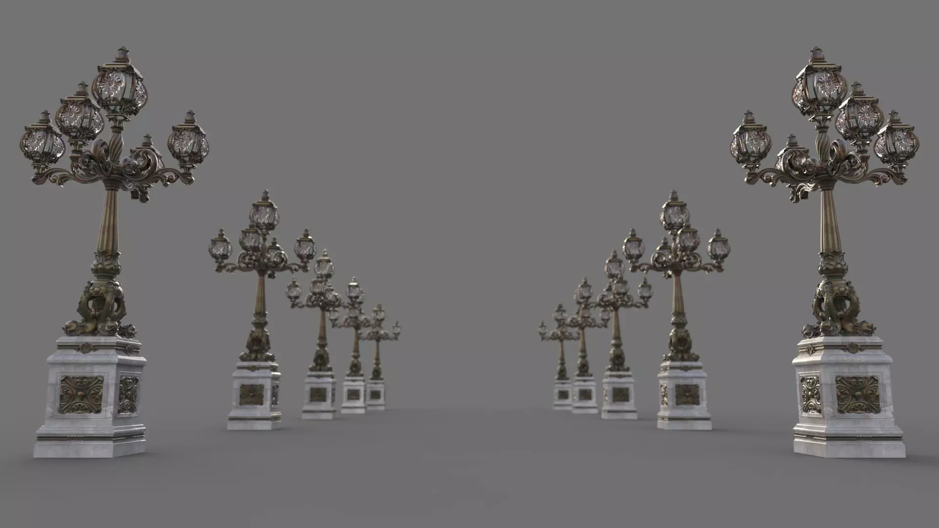 Victorian Ornate Lamp Post 3D model_9