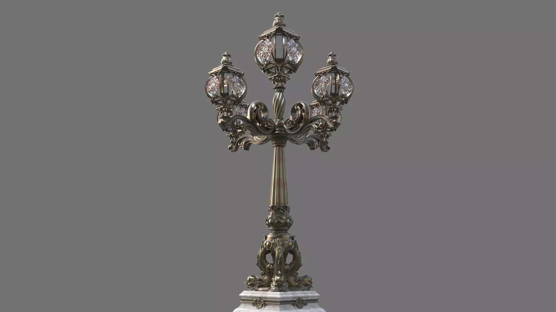 Victorian Ornate Lamp Post 3D model_3