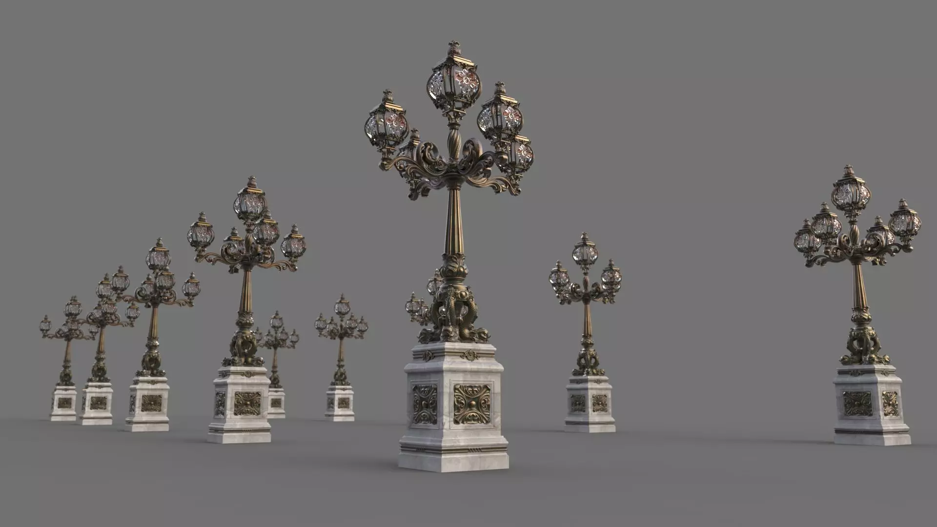 Victorian Ornate Lamp Post 3D model_10