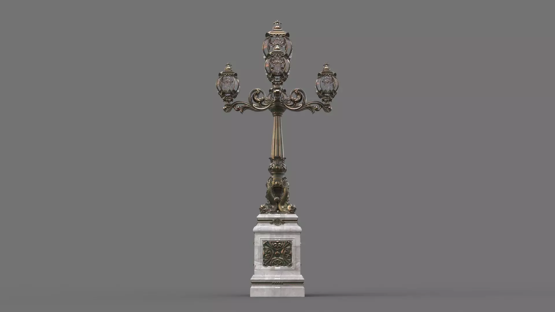 Victorian Ornate Lamp Post 3D model_2
