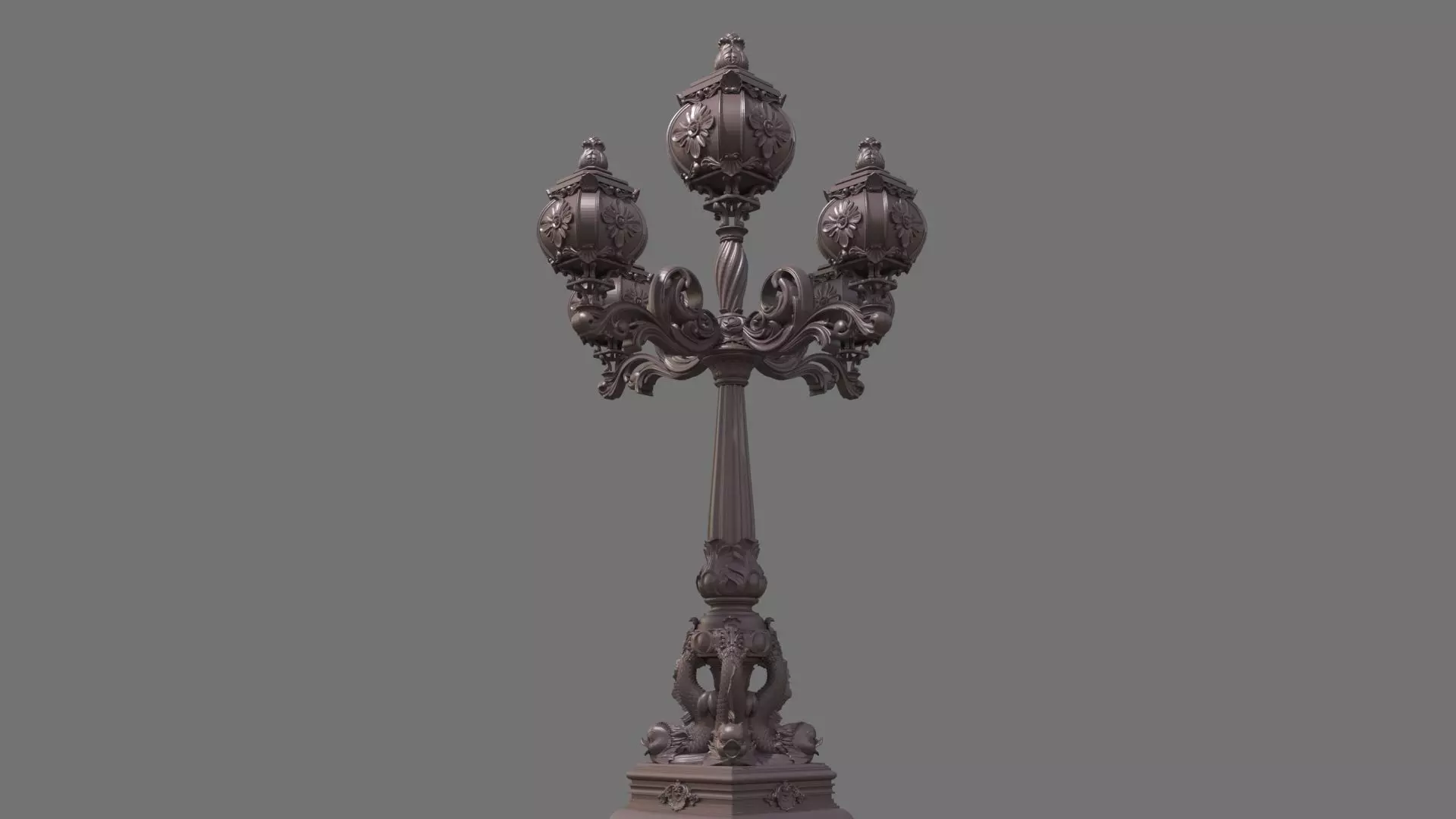 Victorian Ornate Lamp Post 3D model_7
