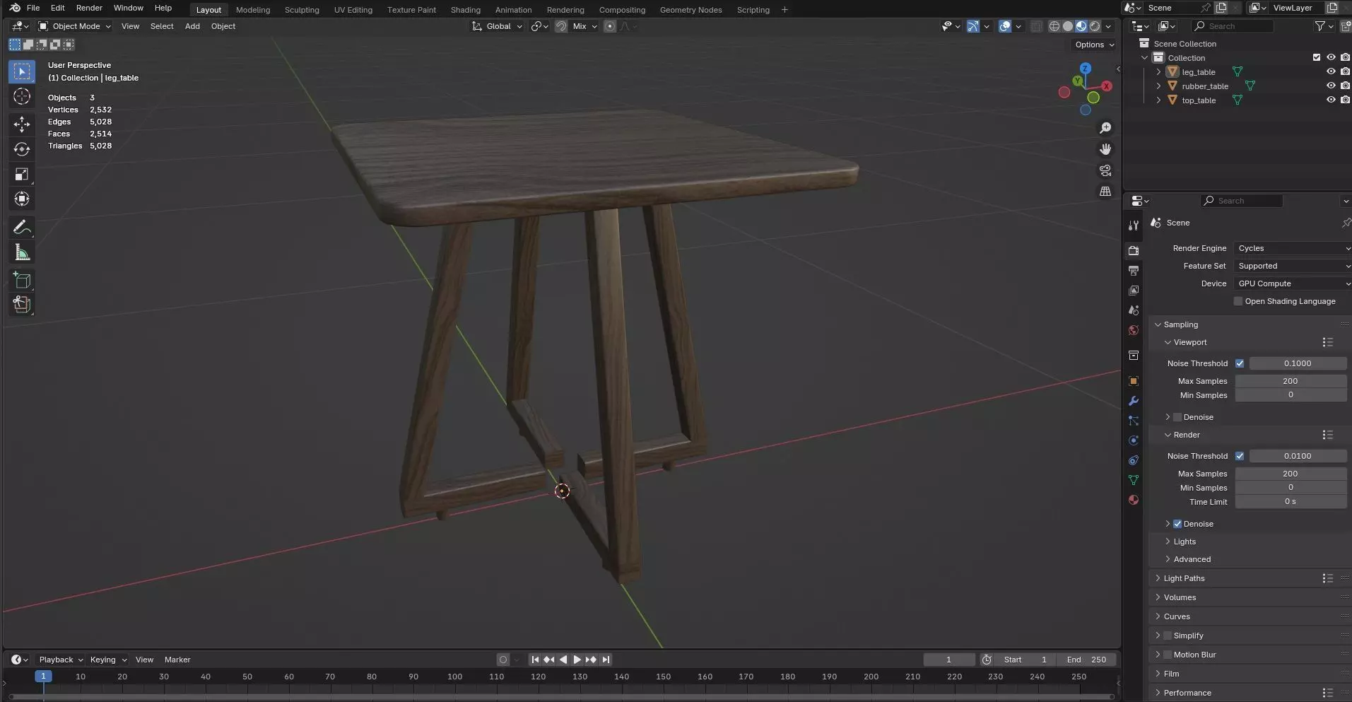 Square Table CG69 3D model_8