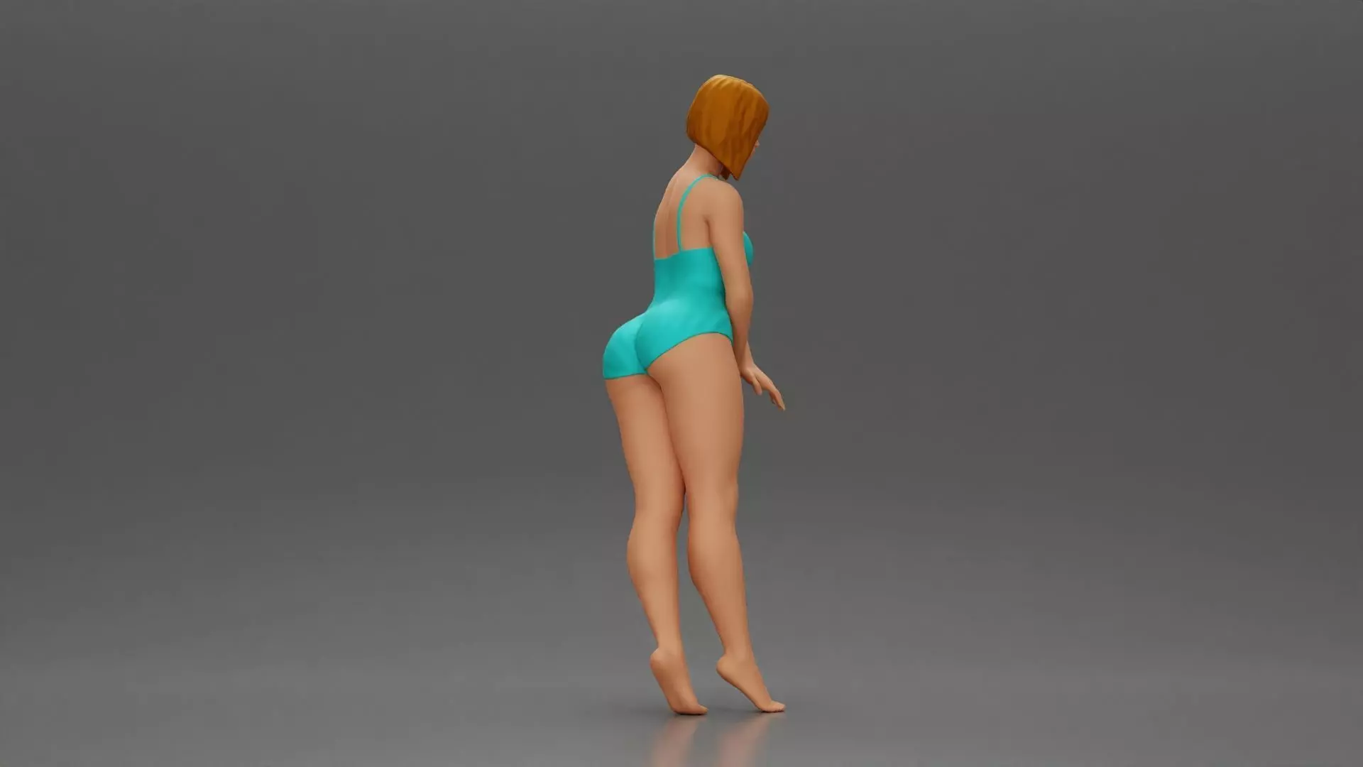 woman in a turquoise swimsuit striking a pose 3D print model_1