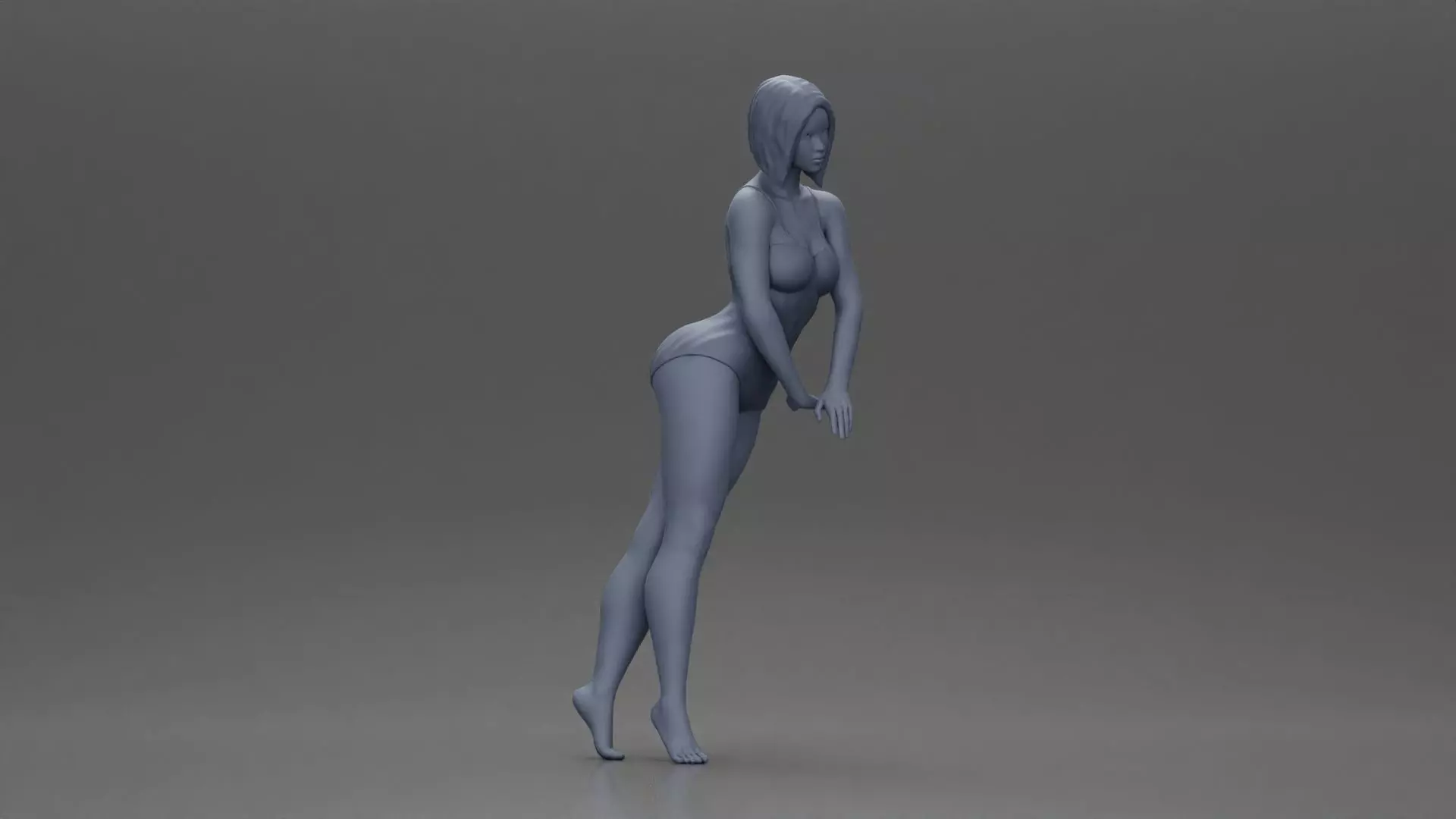 woman in a turquoise swimsuit striking a pose 3D print model_6