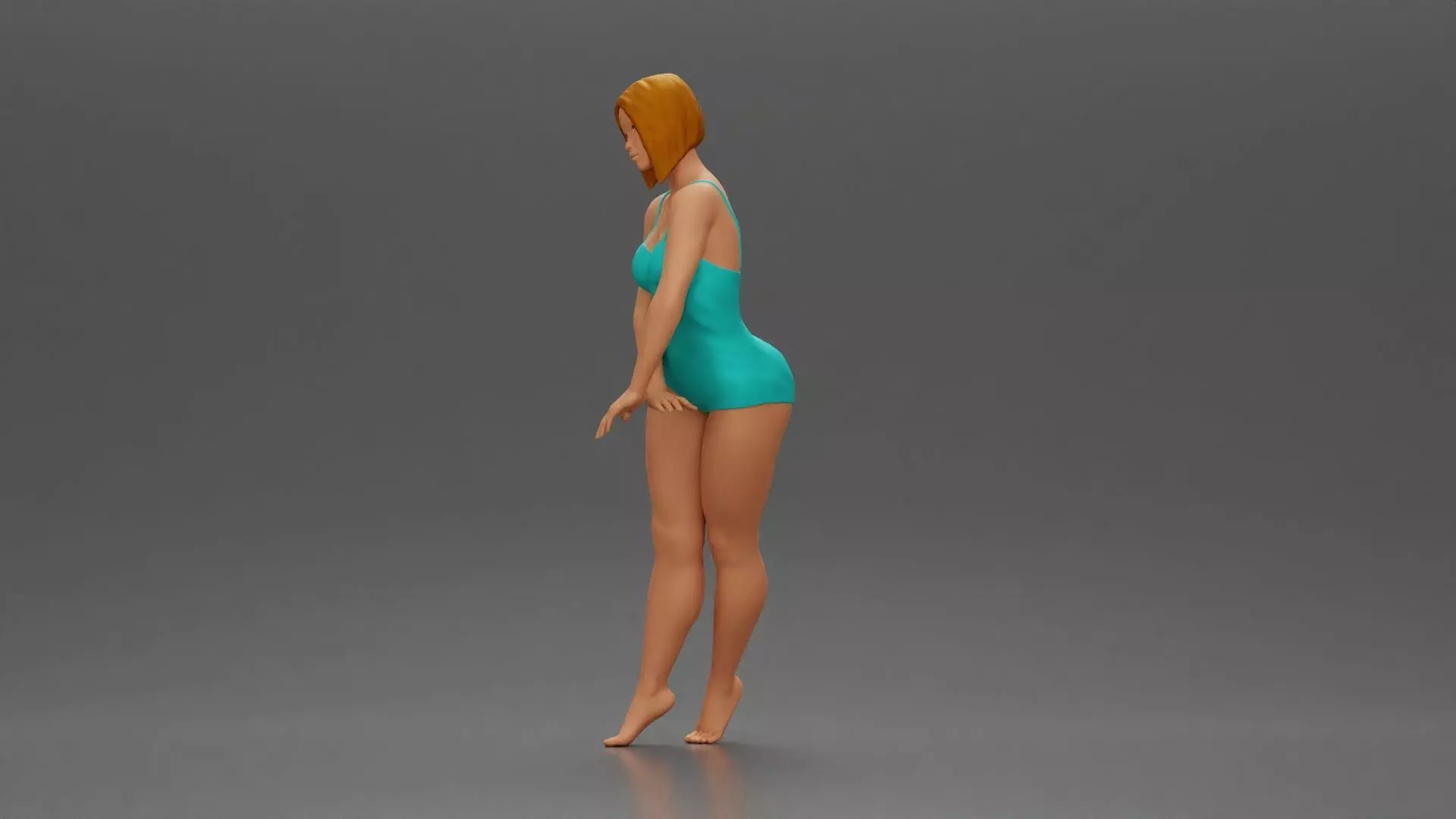 woman in a turquoise swimsuit striking a pose 3D print model_4