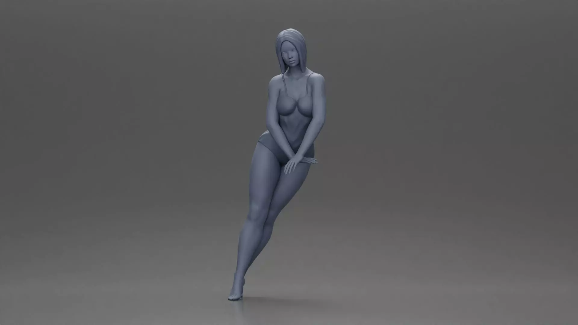 woman in a turquoise swimsuit striking a pose 3D print model_11