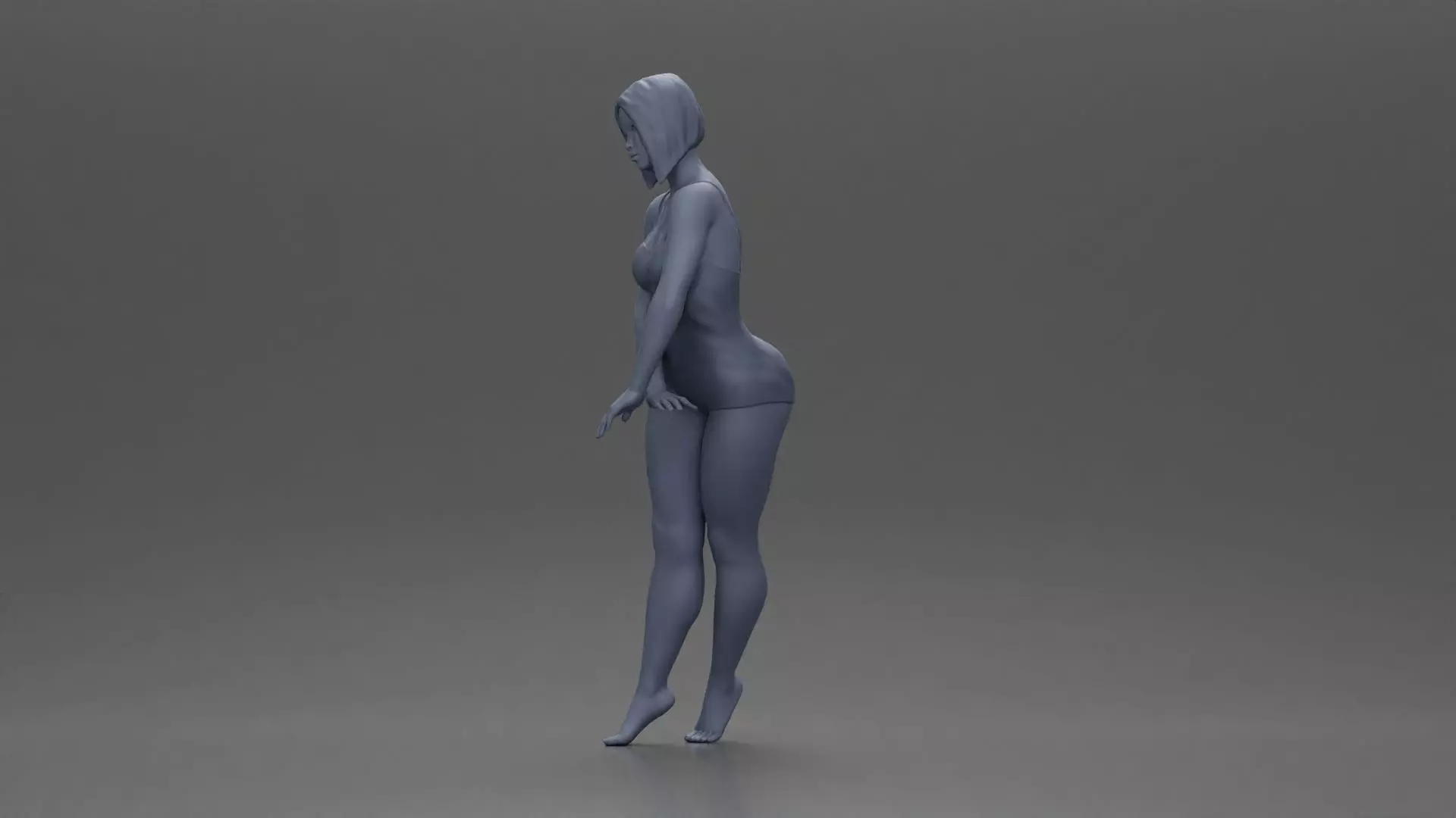 woman in a turquoise swimsuit striking a pose 3D print model_10