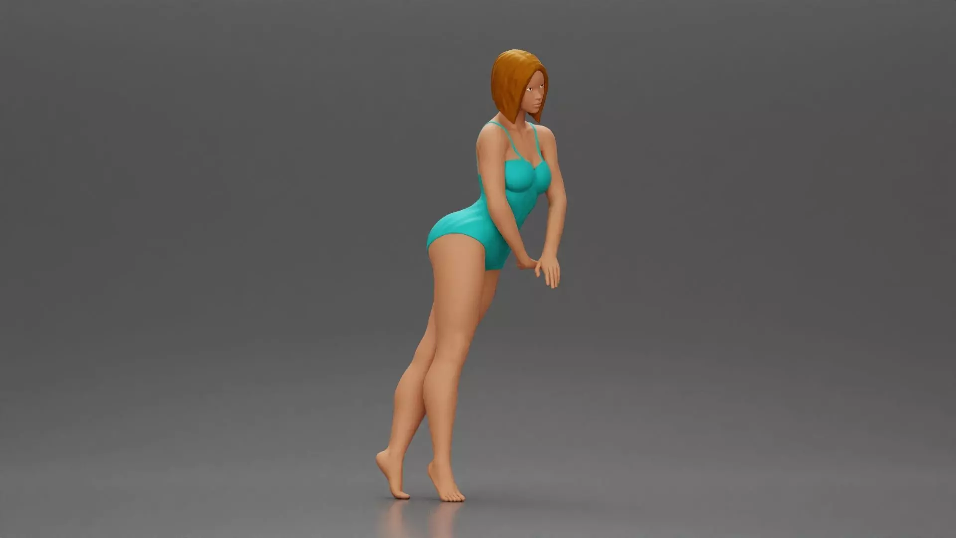 woman in a turquoise swimsuit striking a pose 3D print model_0