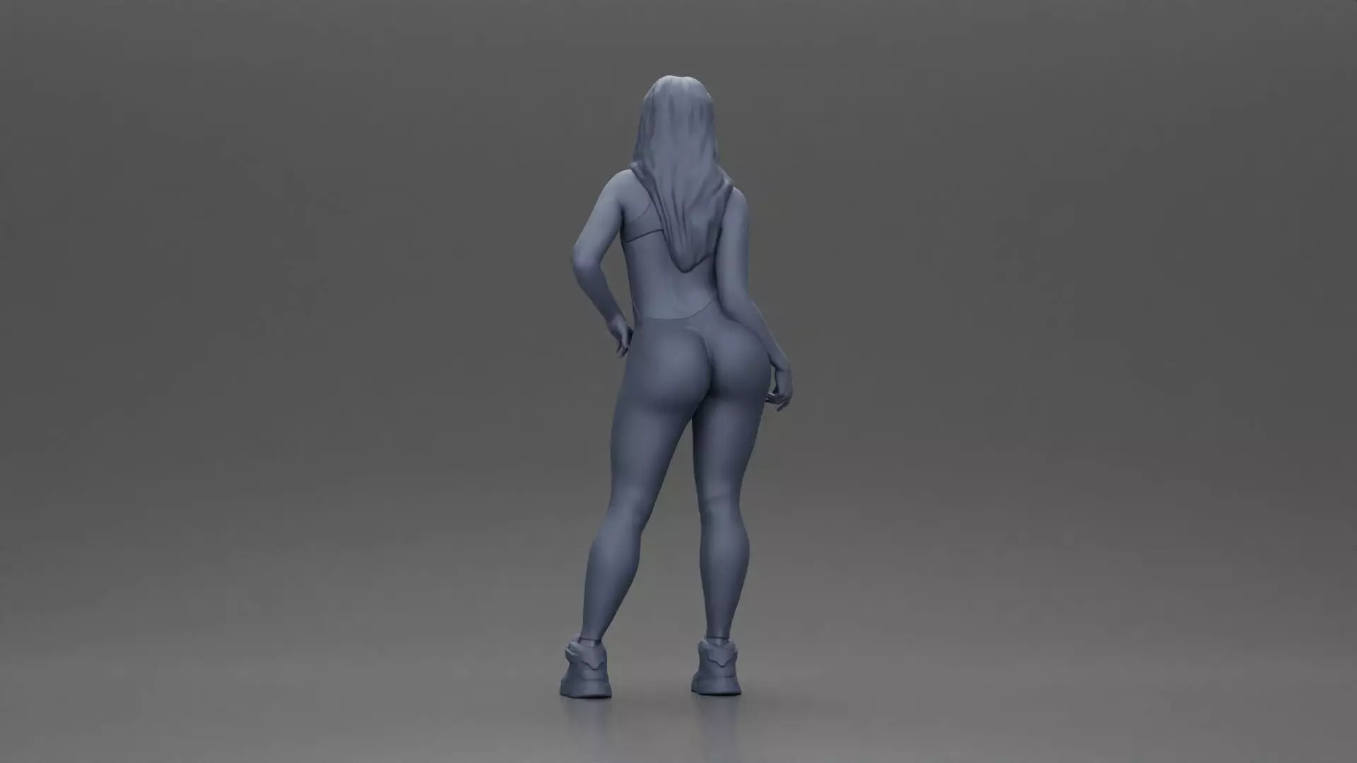 woman in red bodysuit striking a fashionable pose with sneakers 3D print model_9