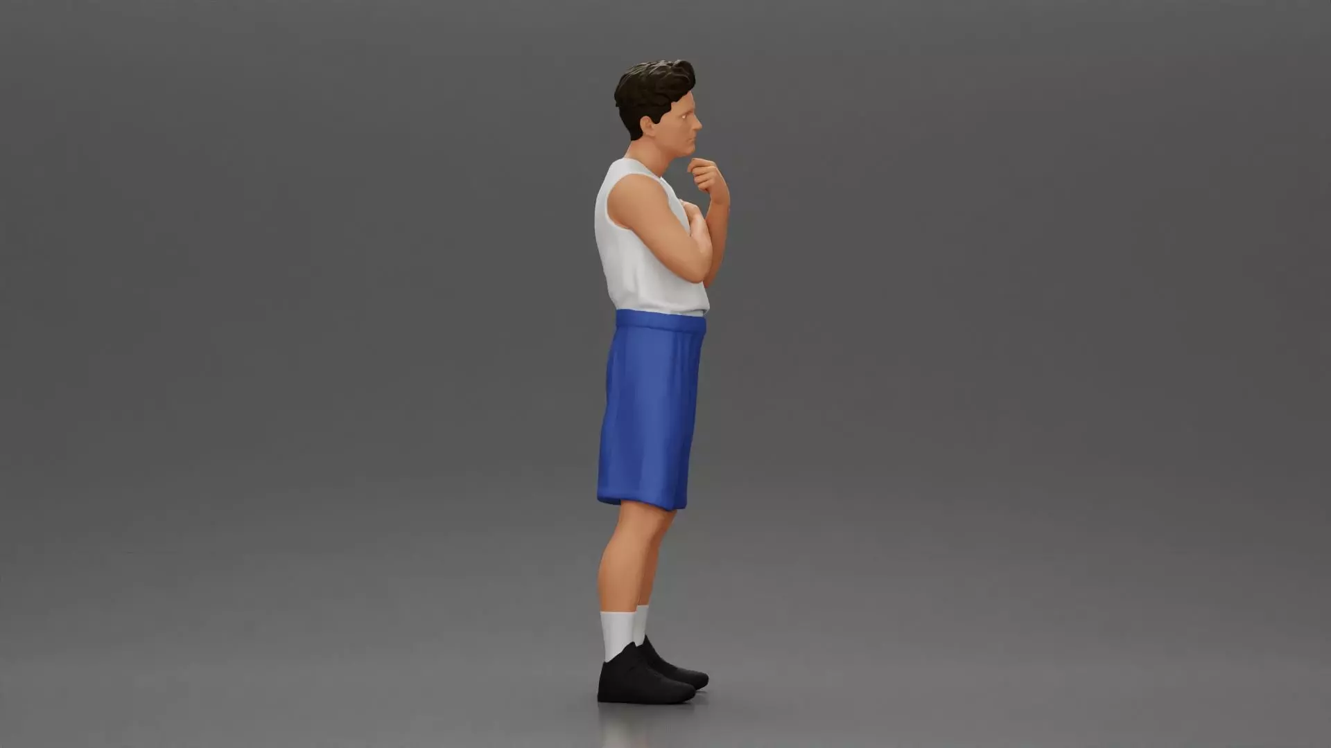 man stands in athletic gear pondering ideas with steady focus 3D print model_1