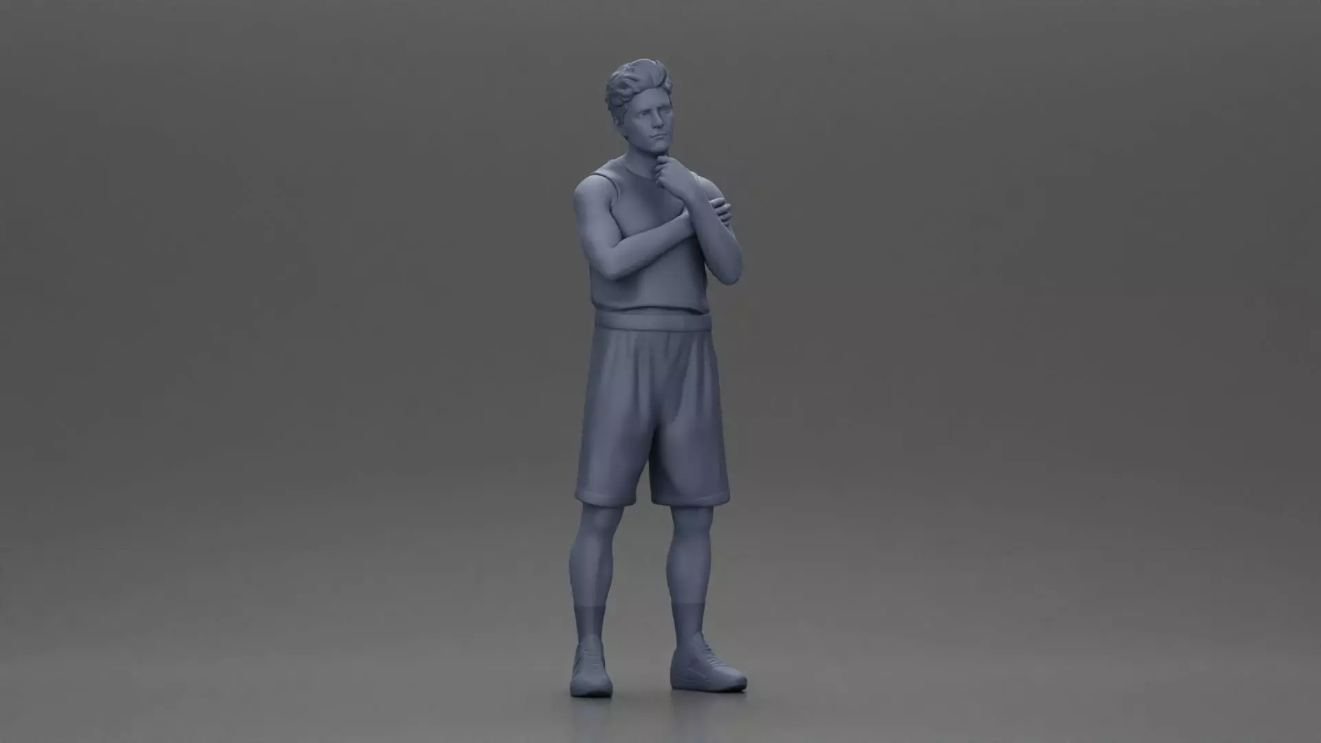 man stands in athletic gear pondering ideas with steady focus 3D print model_6