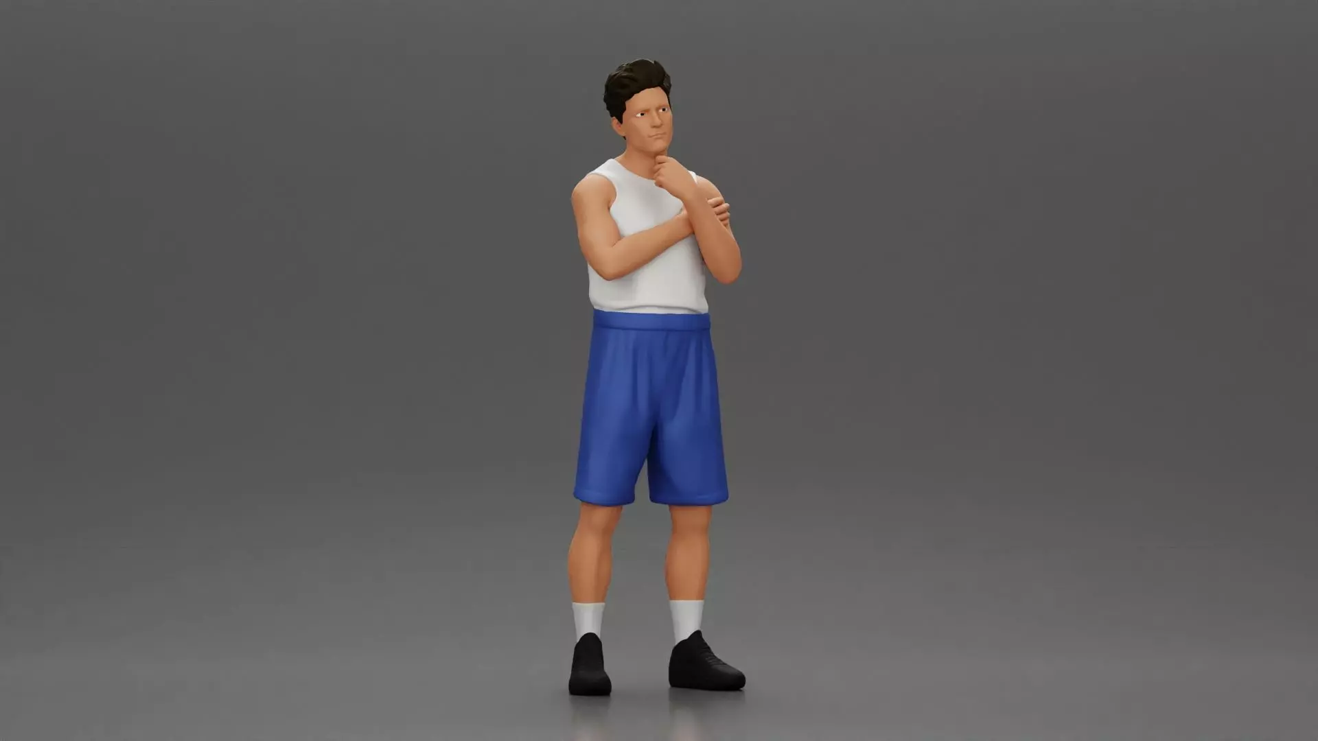 man stands in athletic gear pondering ideas with steady focus 3D print model_0