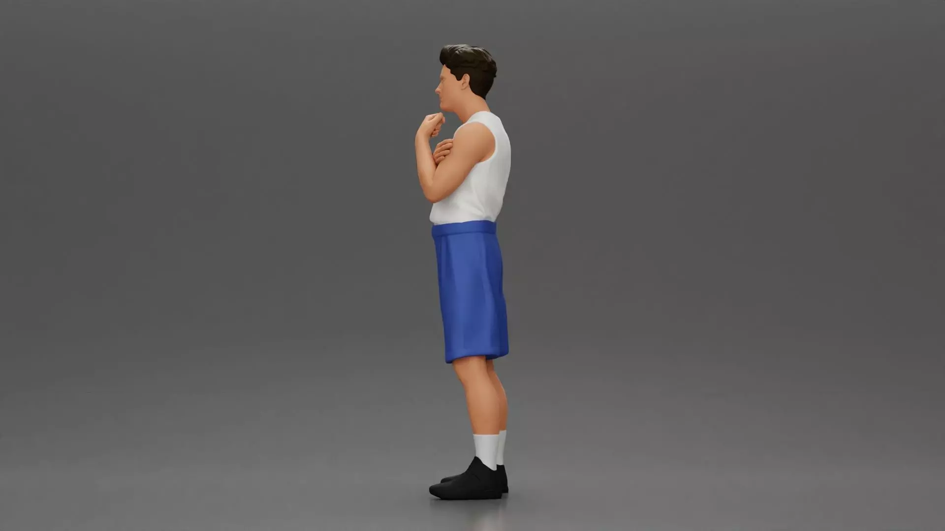 man stands in athletic gear pondering ideas with steady focus 3D print model_4
