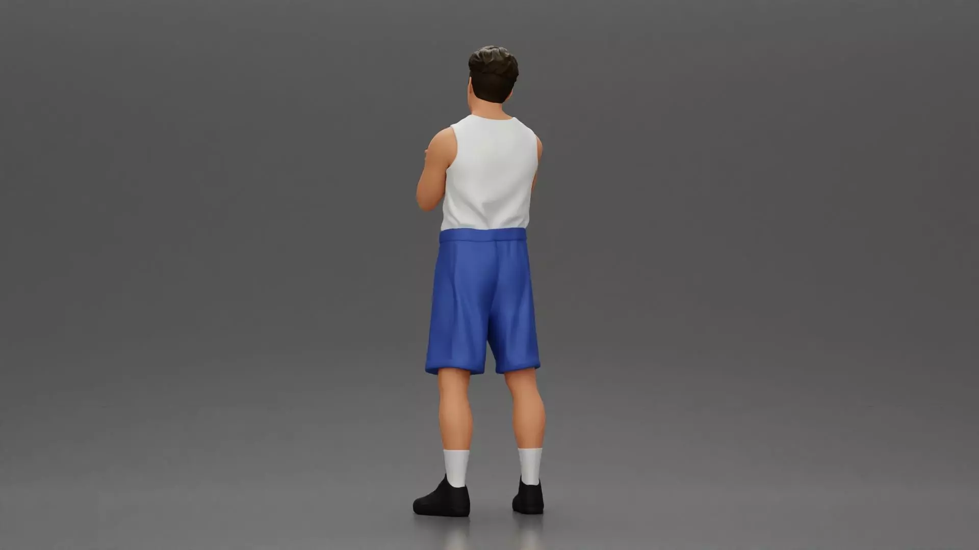 man stands in athletic gear pondering ideas with steady focus 3D print model_3