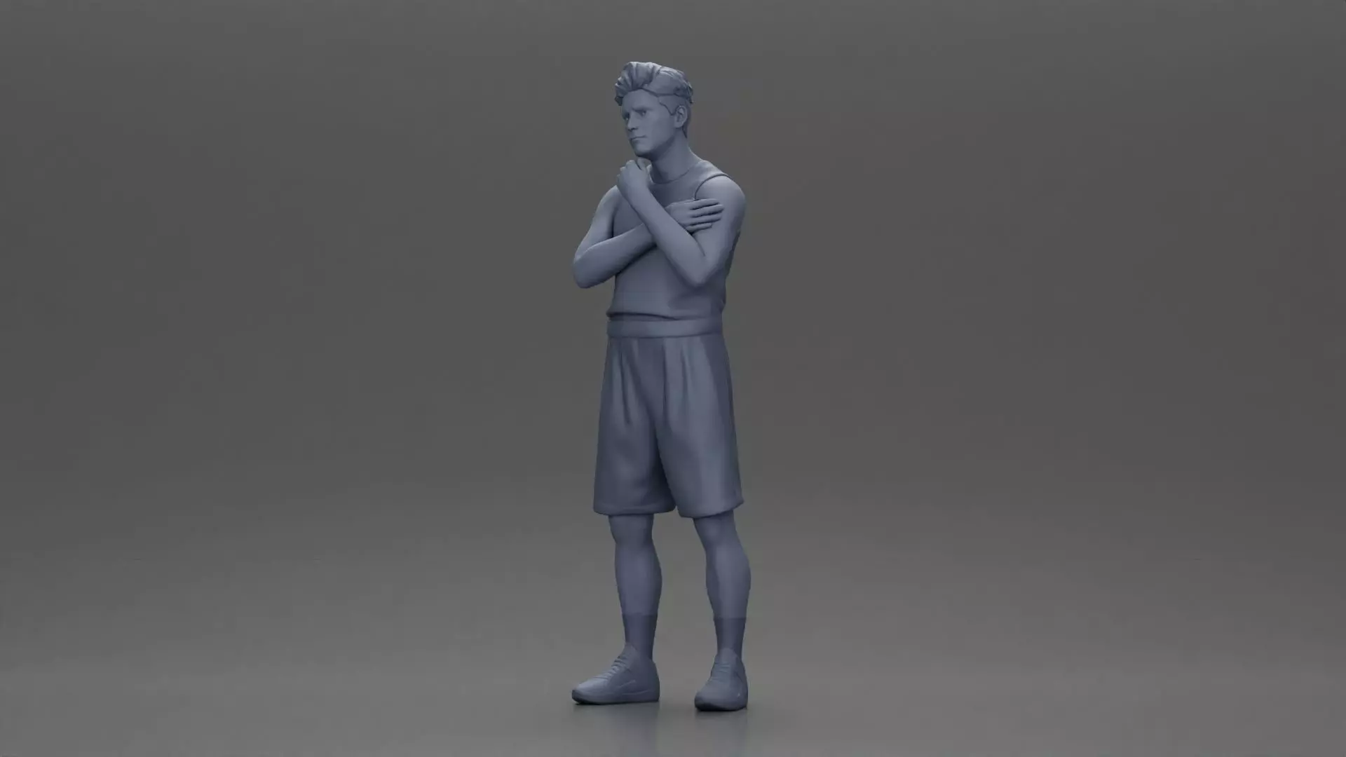 man stands in athletic gear pondering ideas with steady focus 3D print model_11