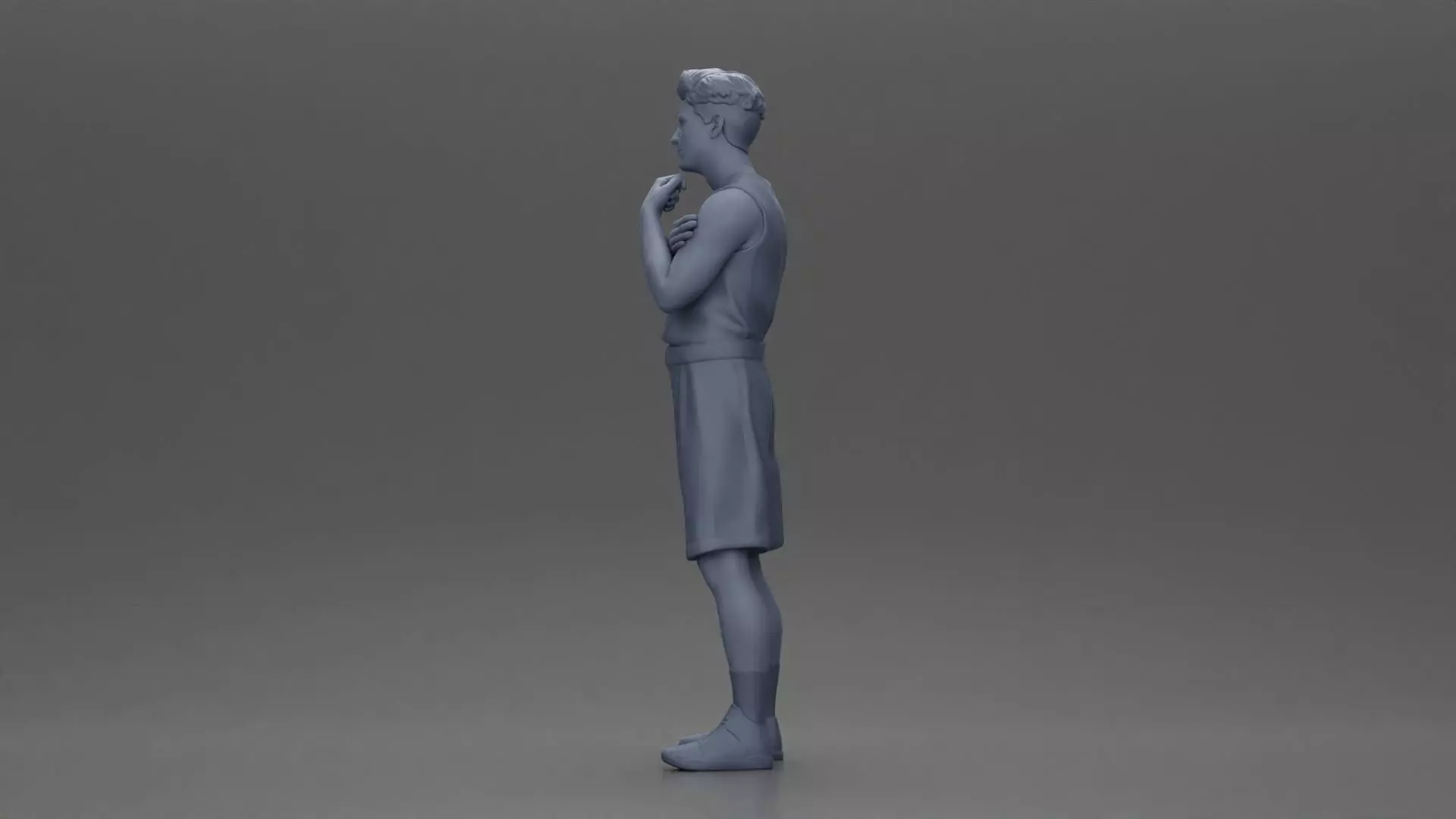 man stands in athletic gear pondering ideas with steady focus 3D print model_10