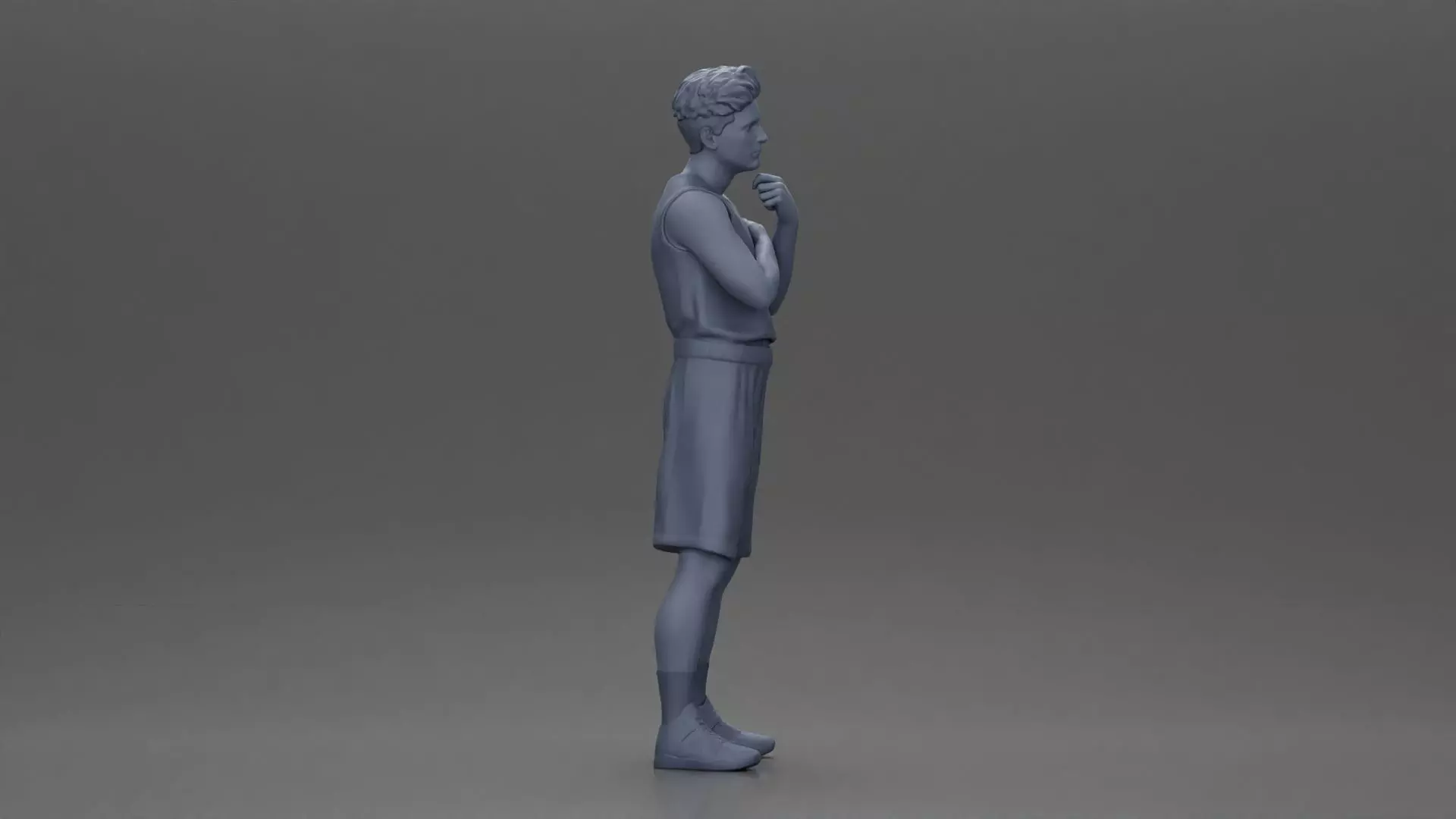 man stands in athletic gear pondering ideas with steady focus 3D print model_7