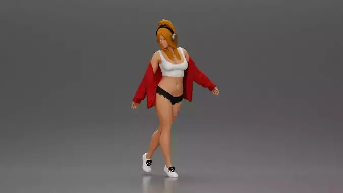 Girl lets her  jacket slip embracing freedom rhythm grace