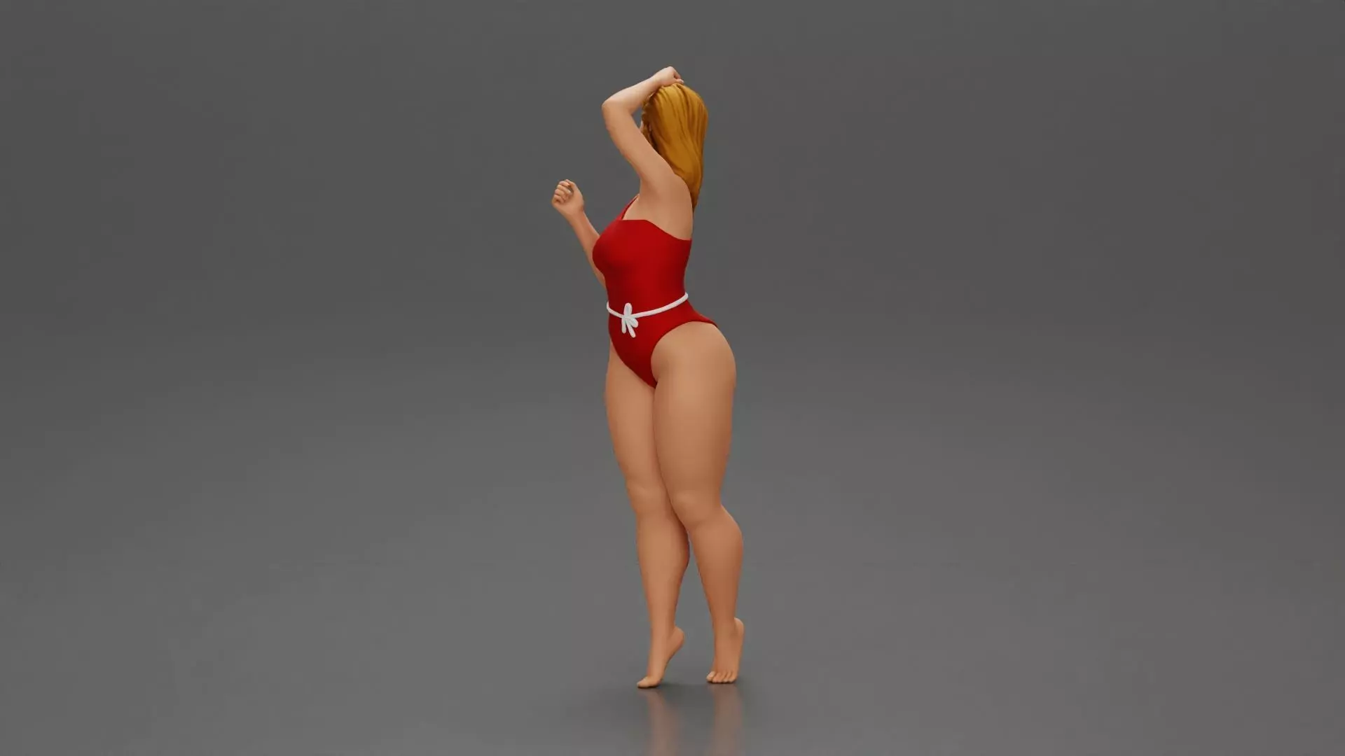 woman in a red swimsuit posing confidently 3D print model_4