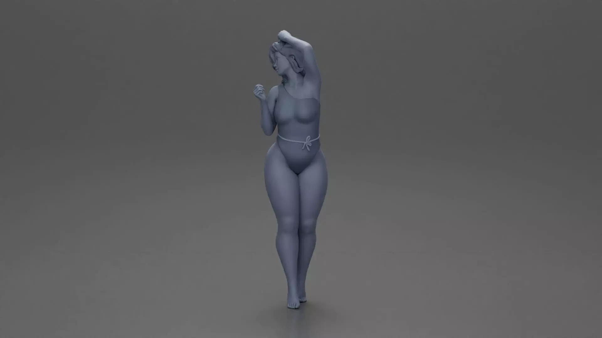 woman in a red swimsuit posing confidently 3D print model_11