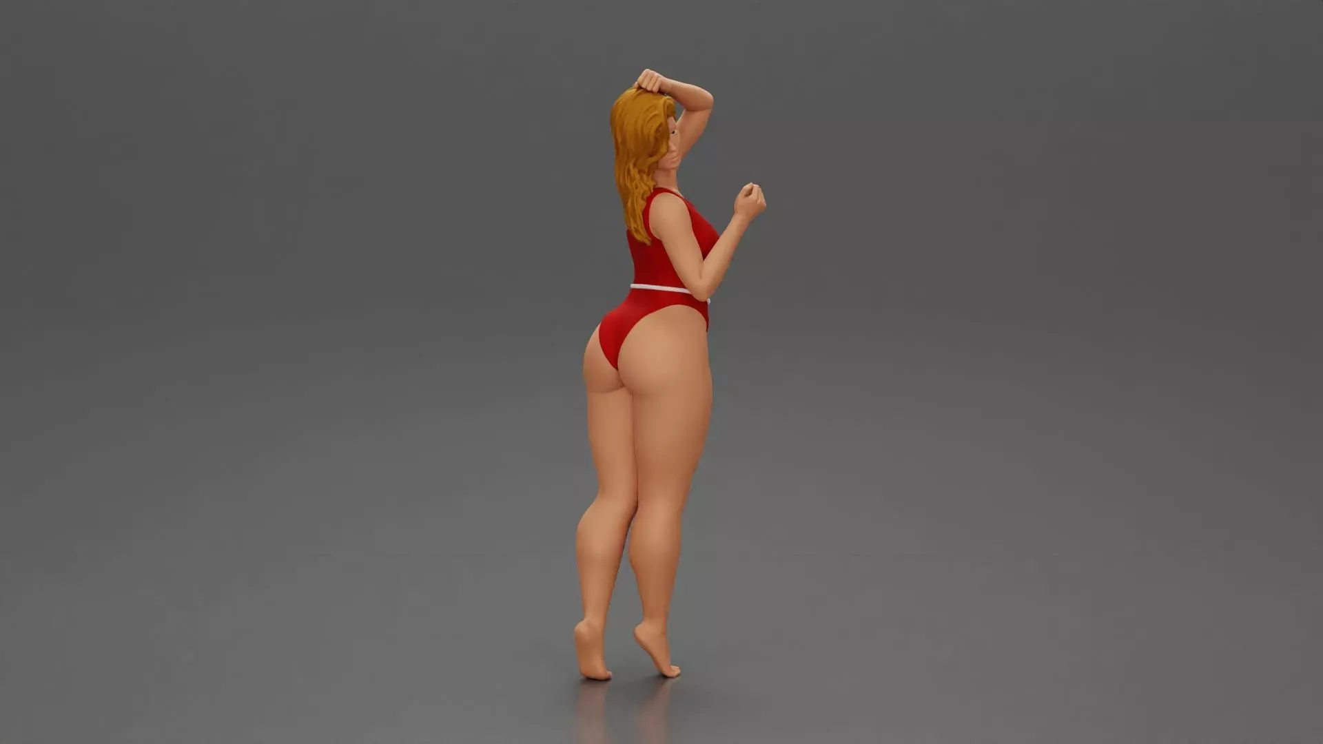 woman in a red swimsuit posing confidently 3D print model_1