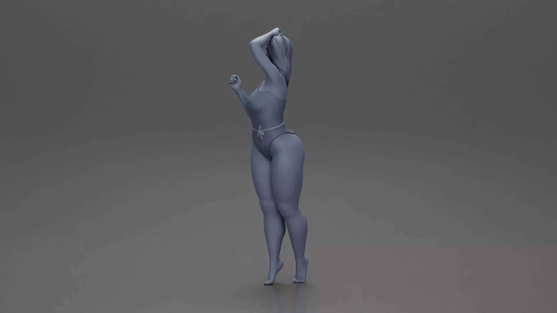 woman in a red swimsuit posing confidently 3D print model_10