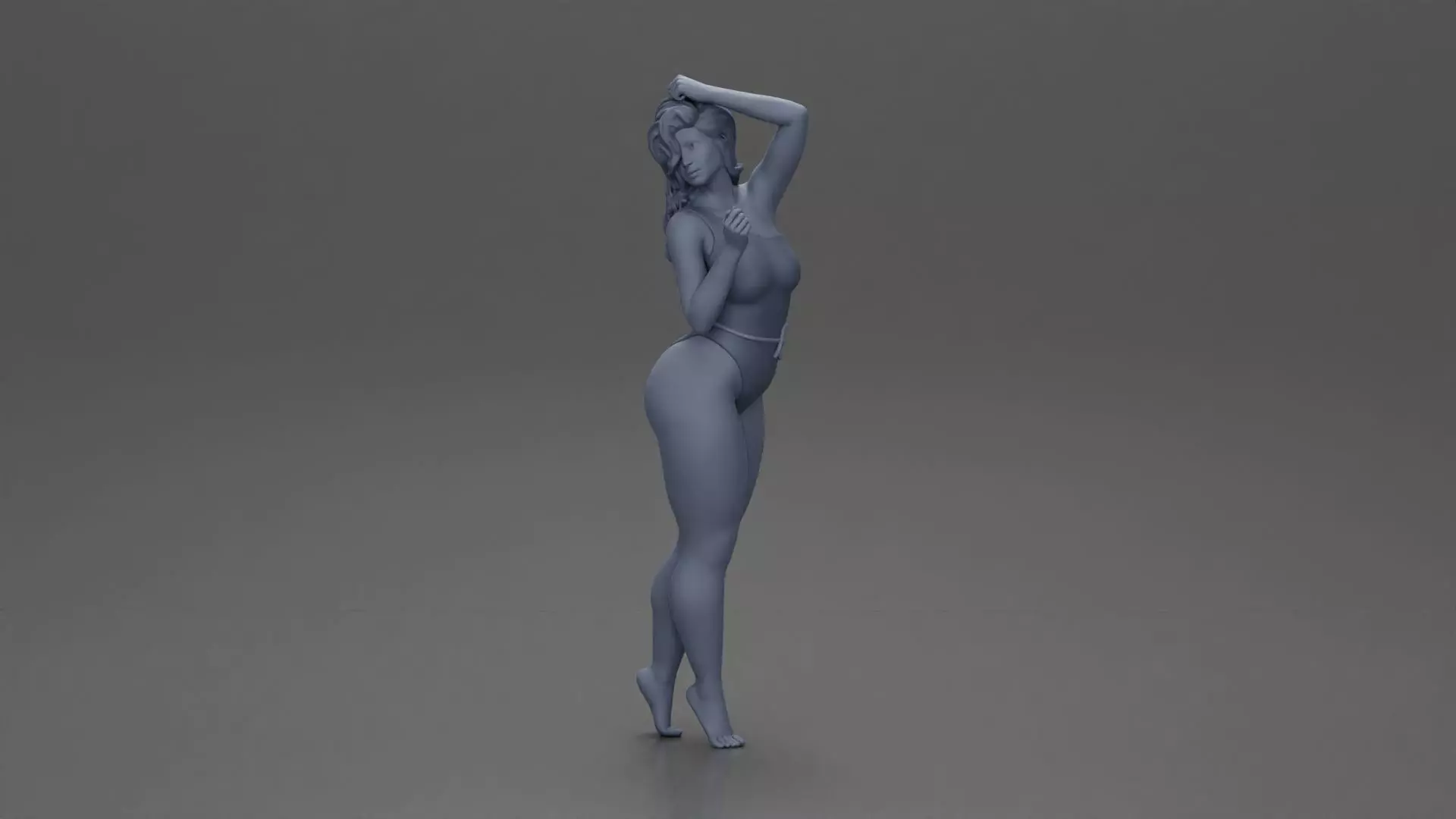 woman in a red swimsuit posing confidently 3D print model_6
