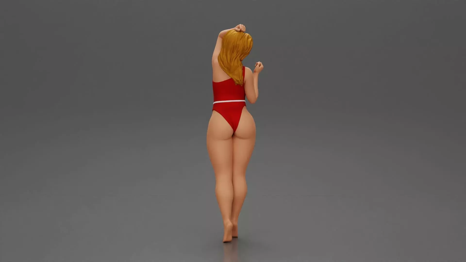 woman in a red swimsuit posing confidently 3D print model_2