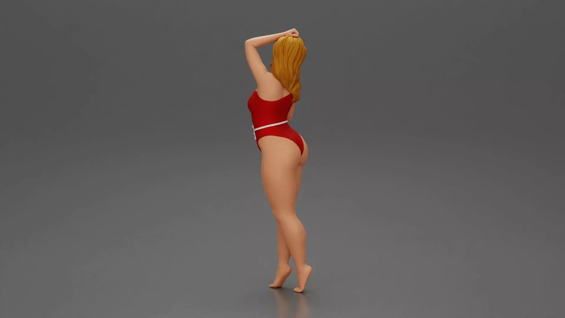 woman in a red swimsuit posing confidently 3D print model_3