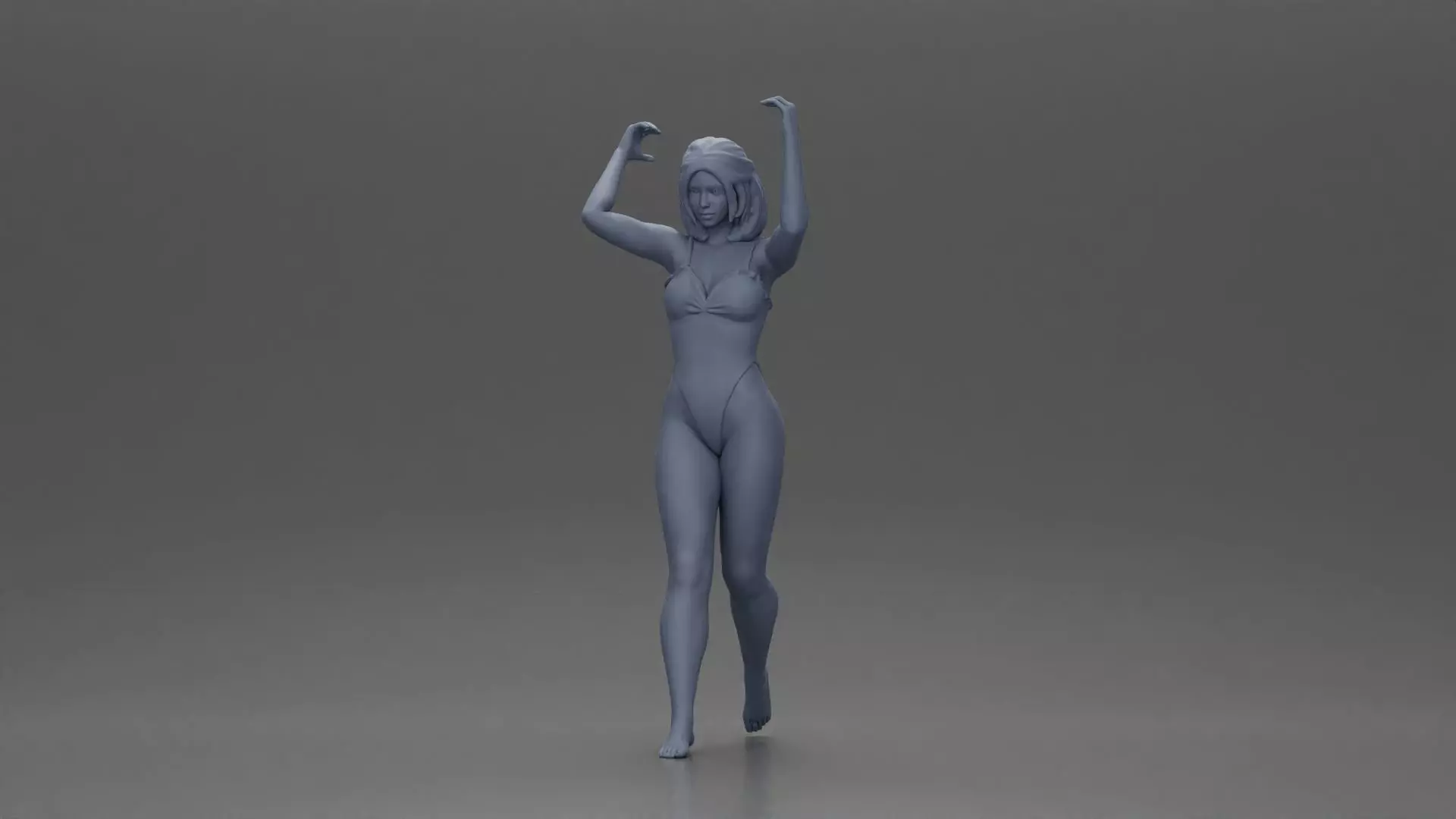 woman in swimsuit carrying a red surfboard on her shoulders 3D print model_23