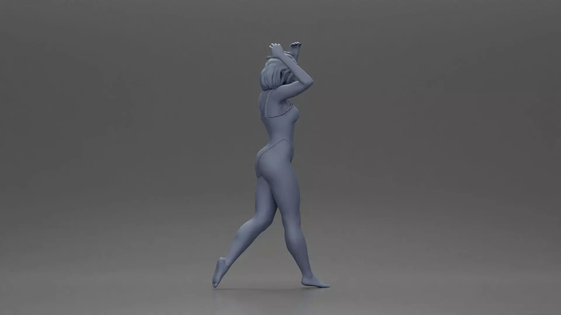 woman in swimsuit carrying a red surfboard on her shoulders 3D print model_19